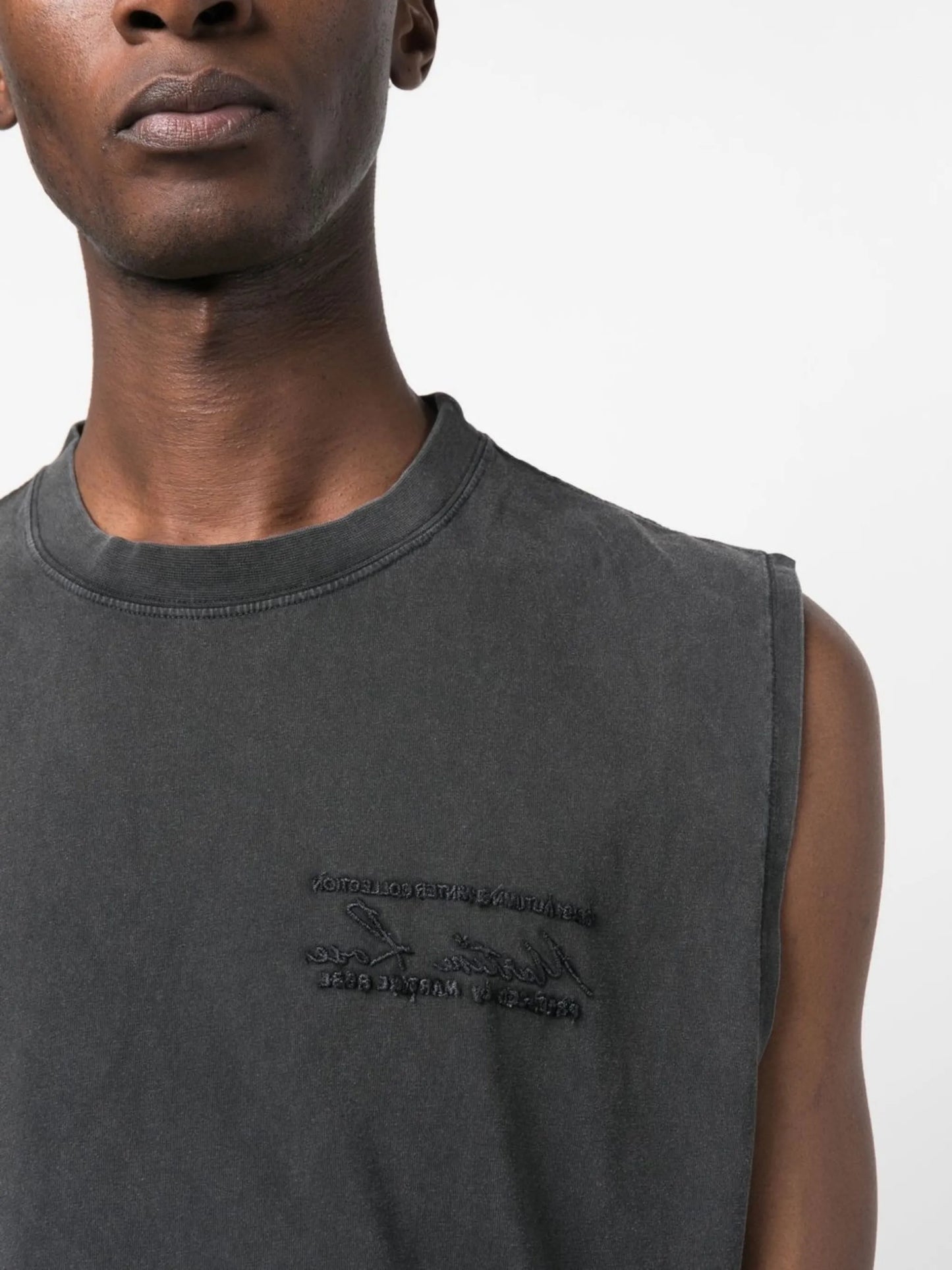 MARTINE ROSE KNITTED LOGO VEST WASHED BLACK "BLACK"