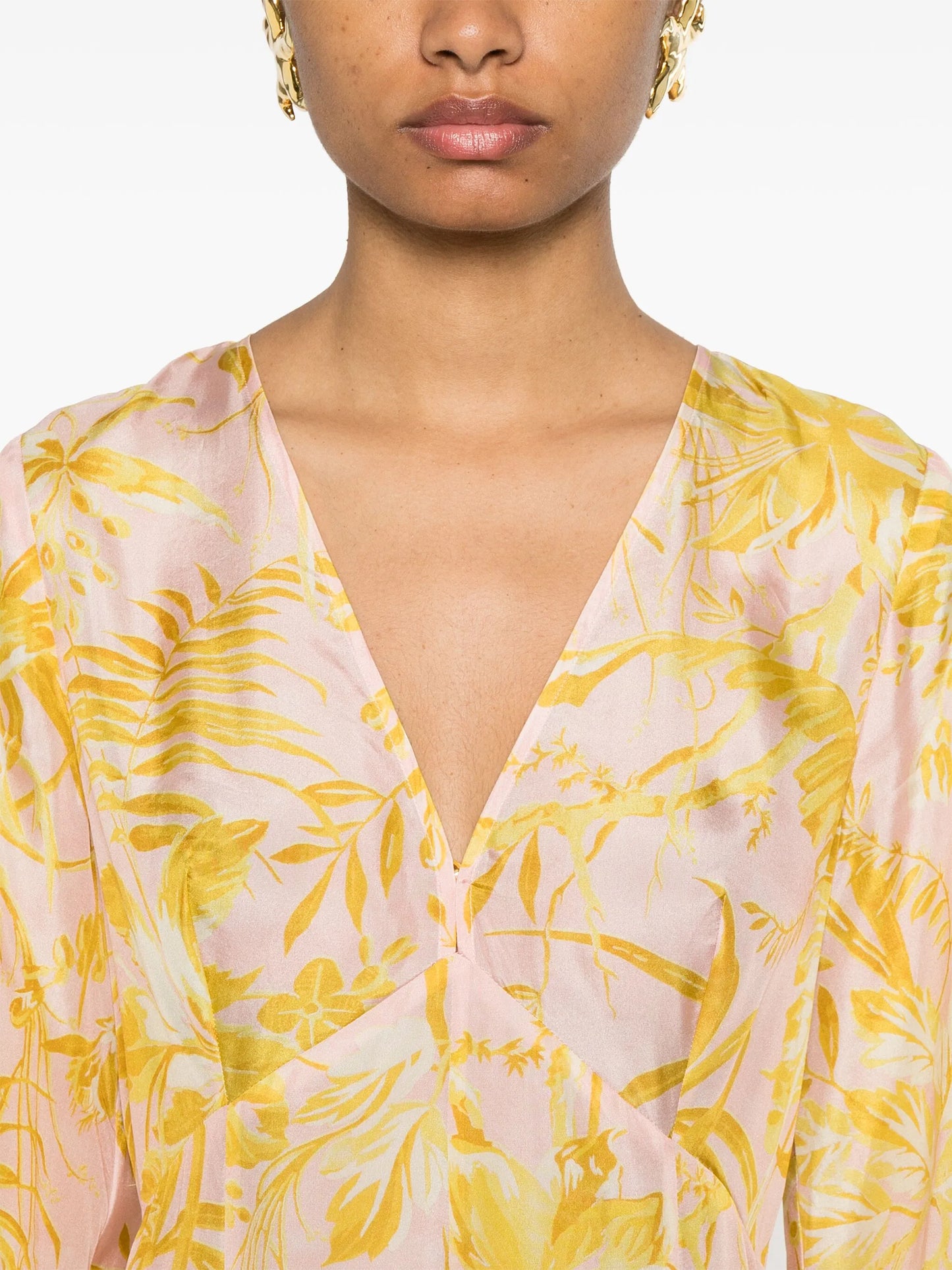 Golden floral-print maxi dress