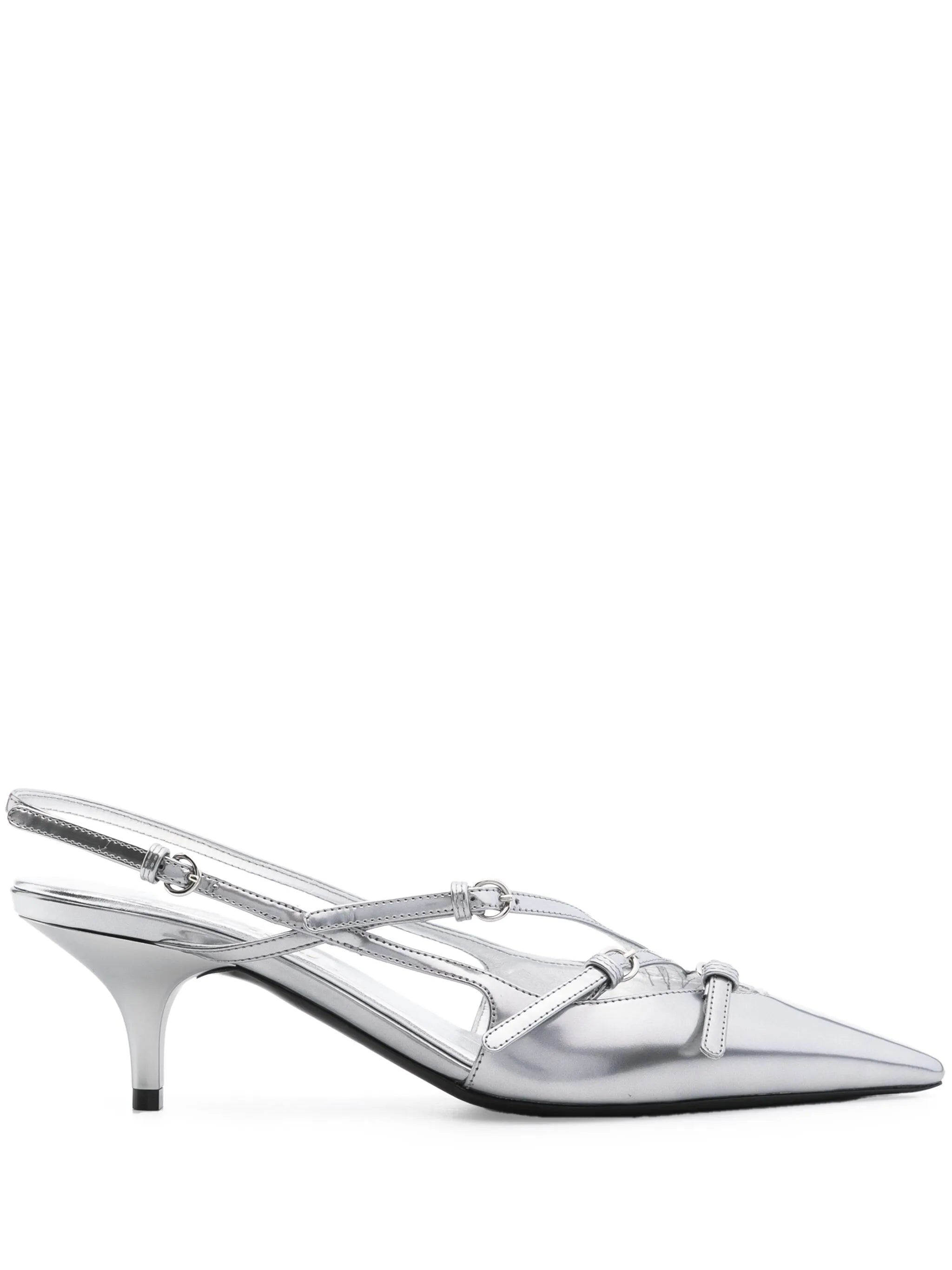 55mm leather buckle pumps
