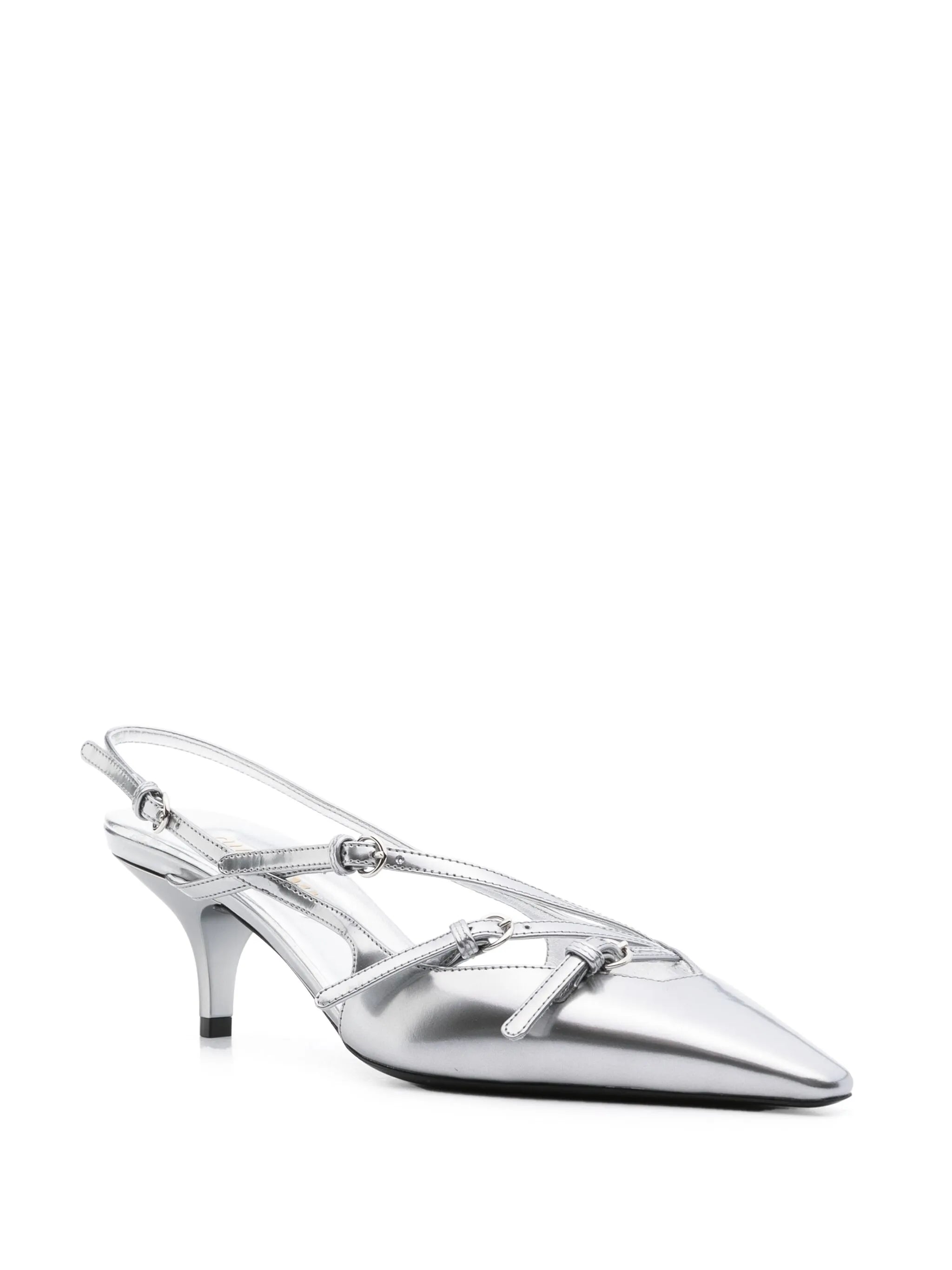 55mm leather buckle pumps
