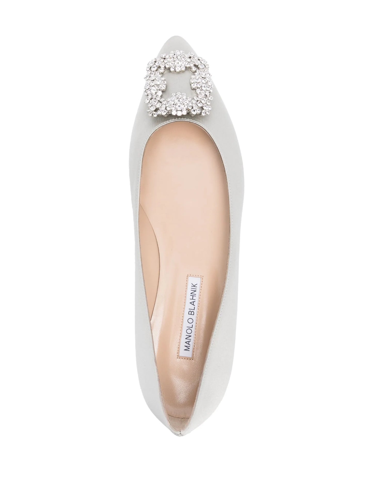 Hangisi satin jewel buckle flat pumps