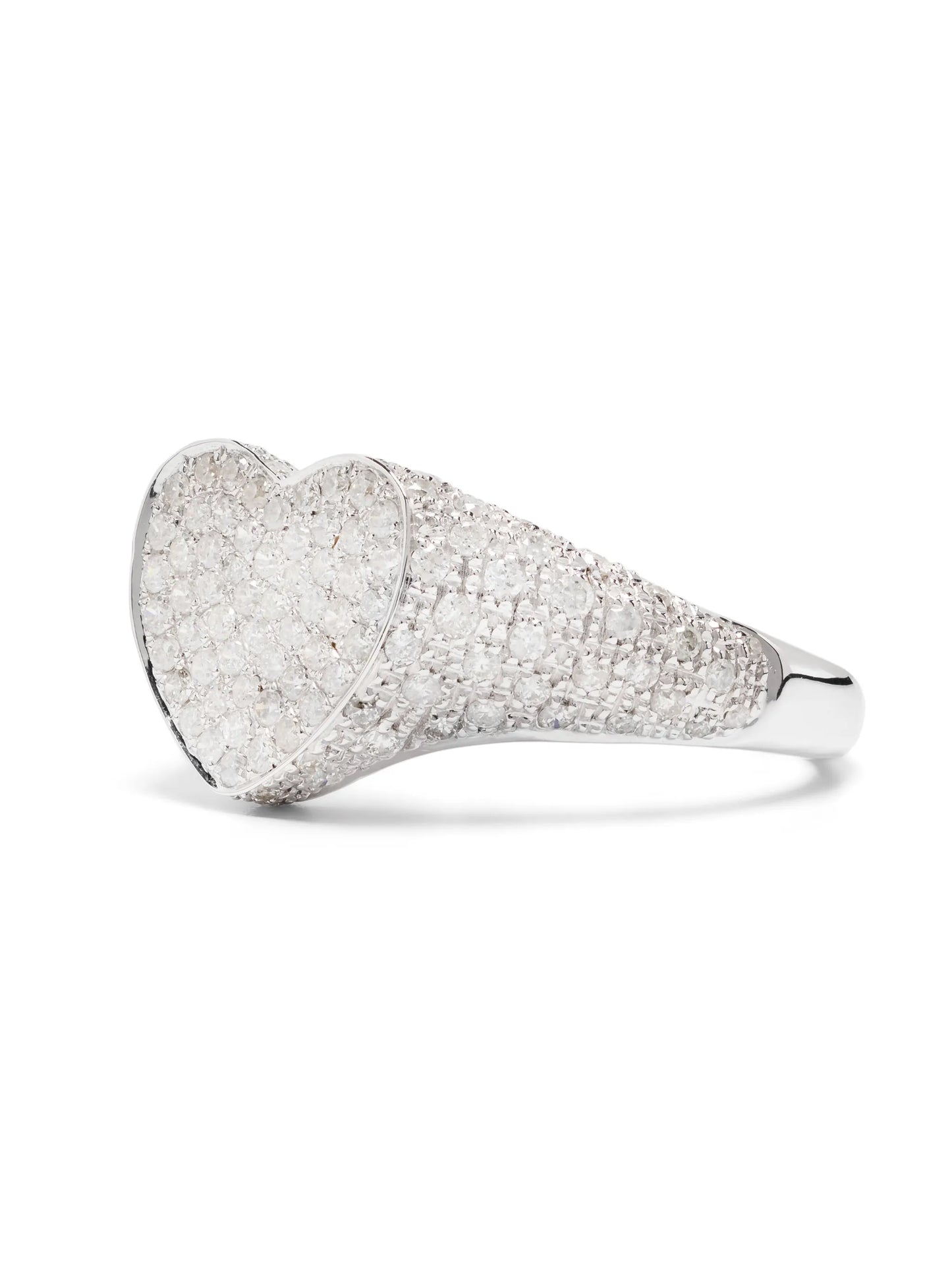 9kt white gold Chevalière diamond ring