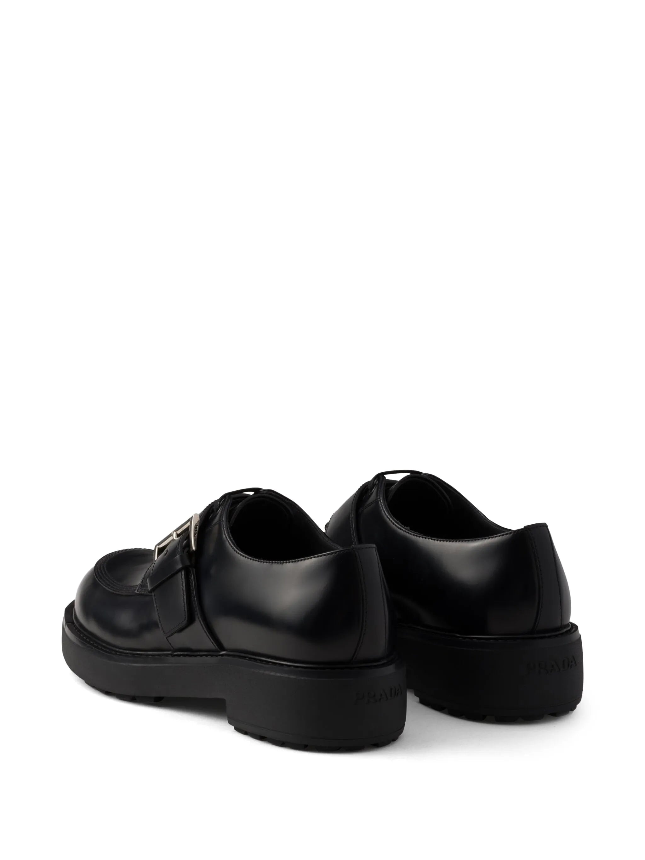 brushed leather buckled derby shoes