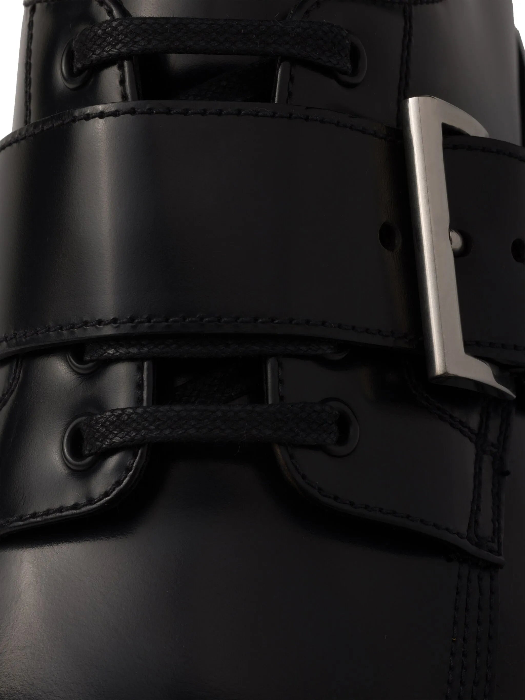 brushed leather buckled derby shoes