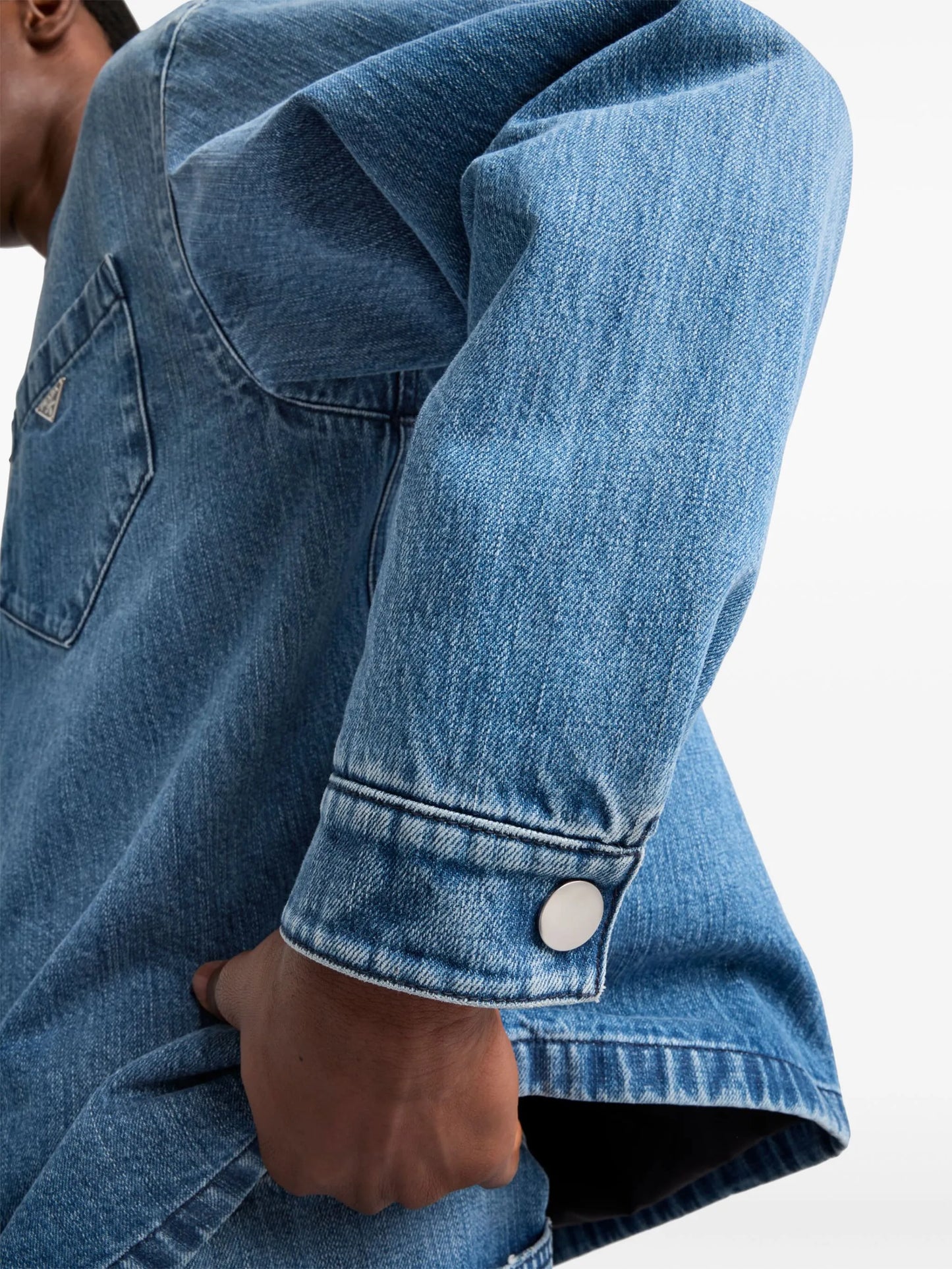enamel-triangle logo denim shirt