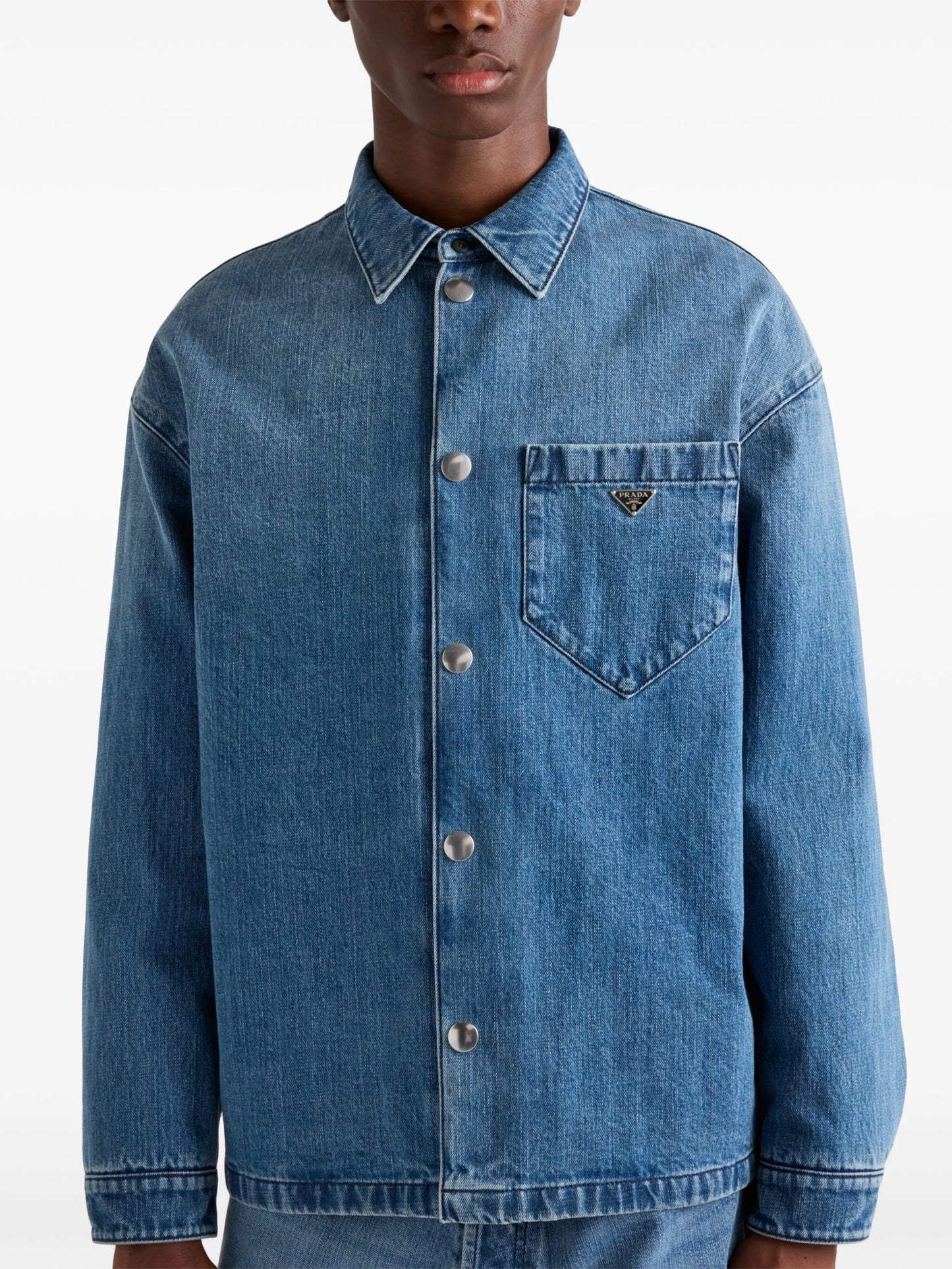 enamel-triangle logo denim shirt