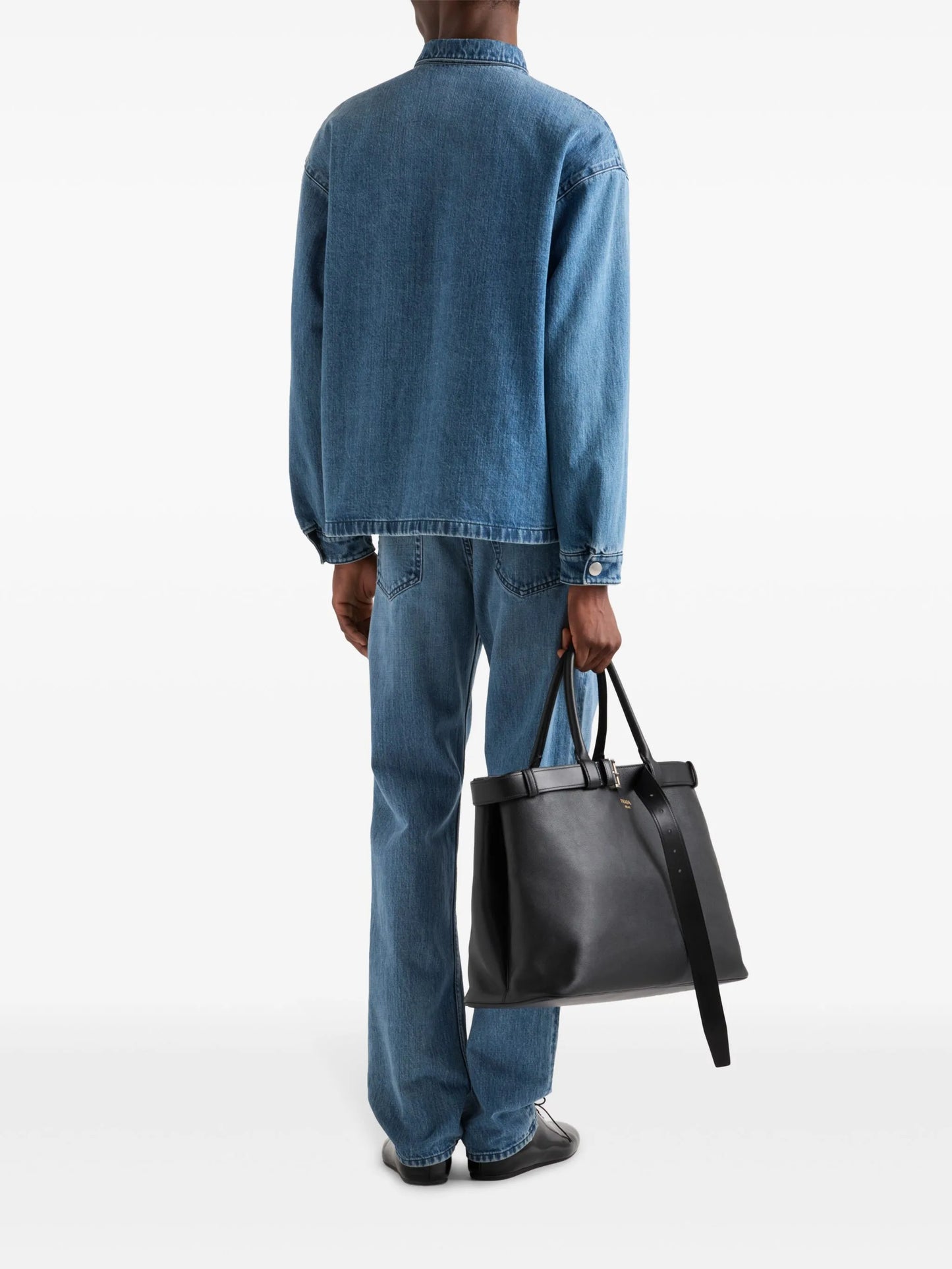 enamel-triangle logo denim shirt