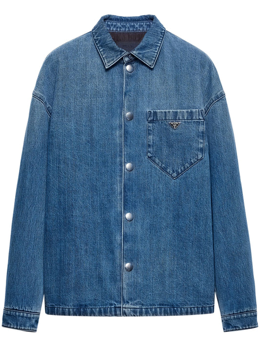 enamel-triangle logo denim shirt