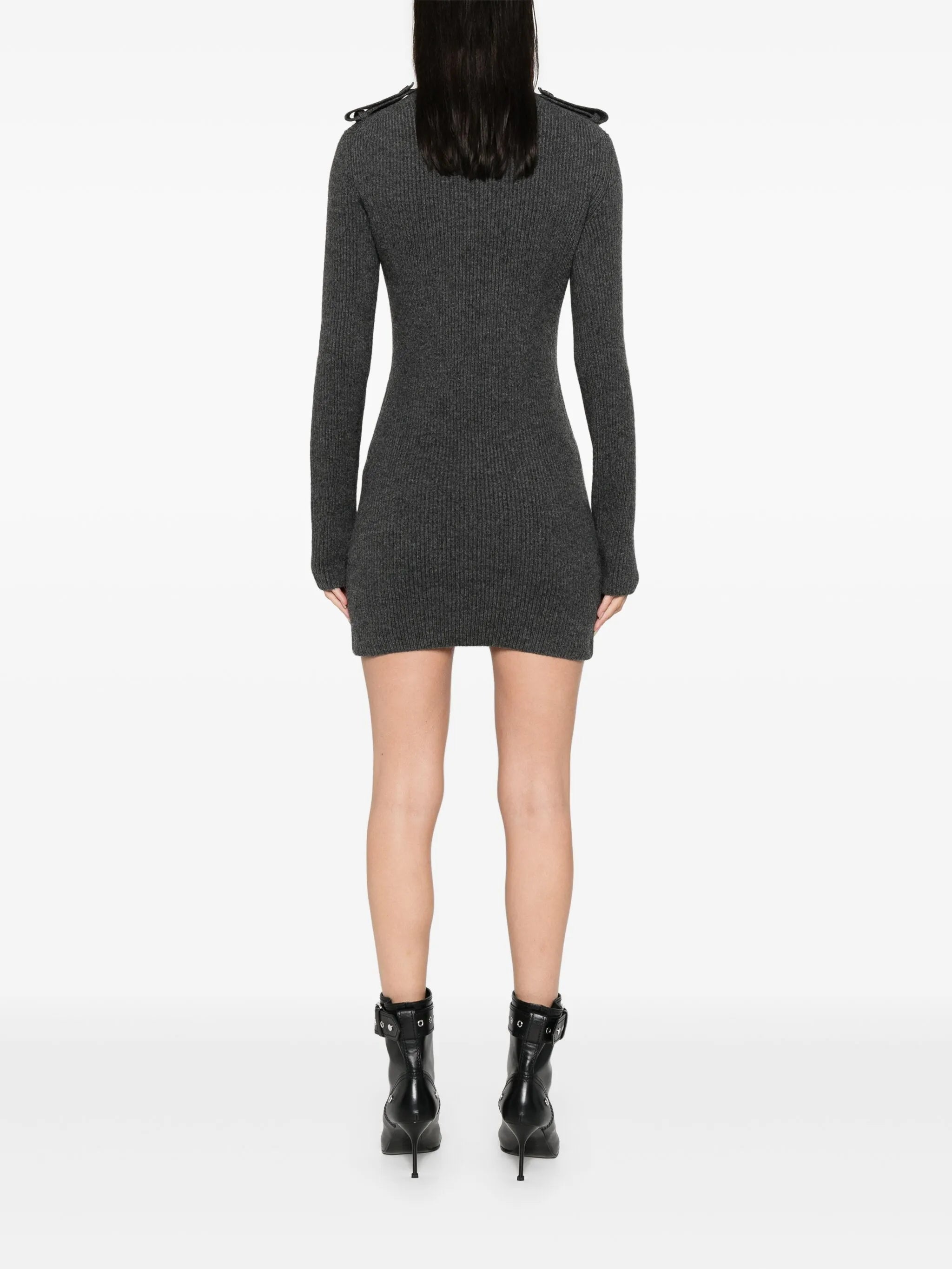 ribbed roll-neck mini dress