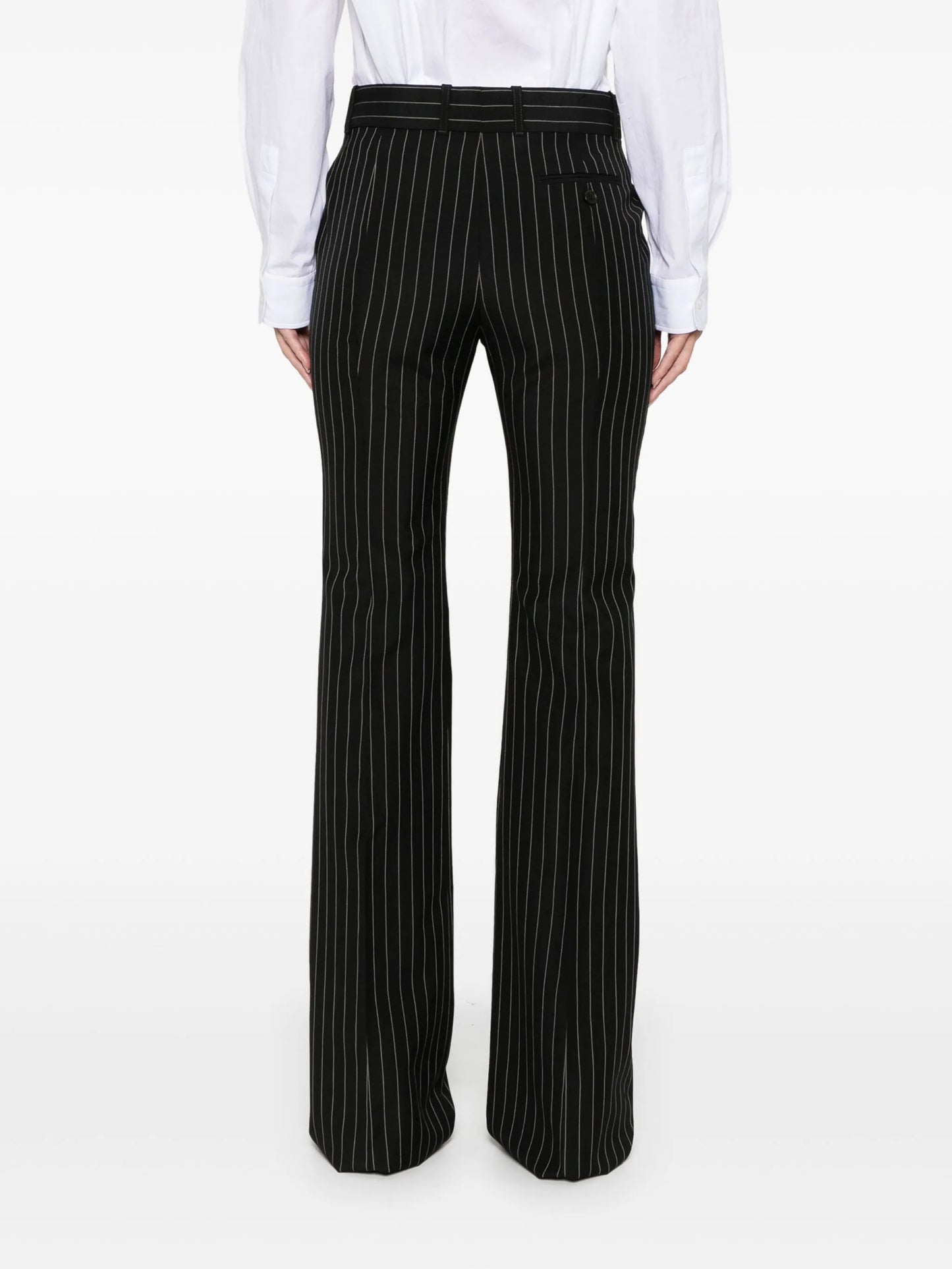 pinstriped straight trousers