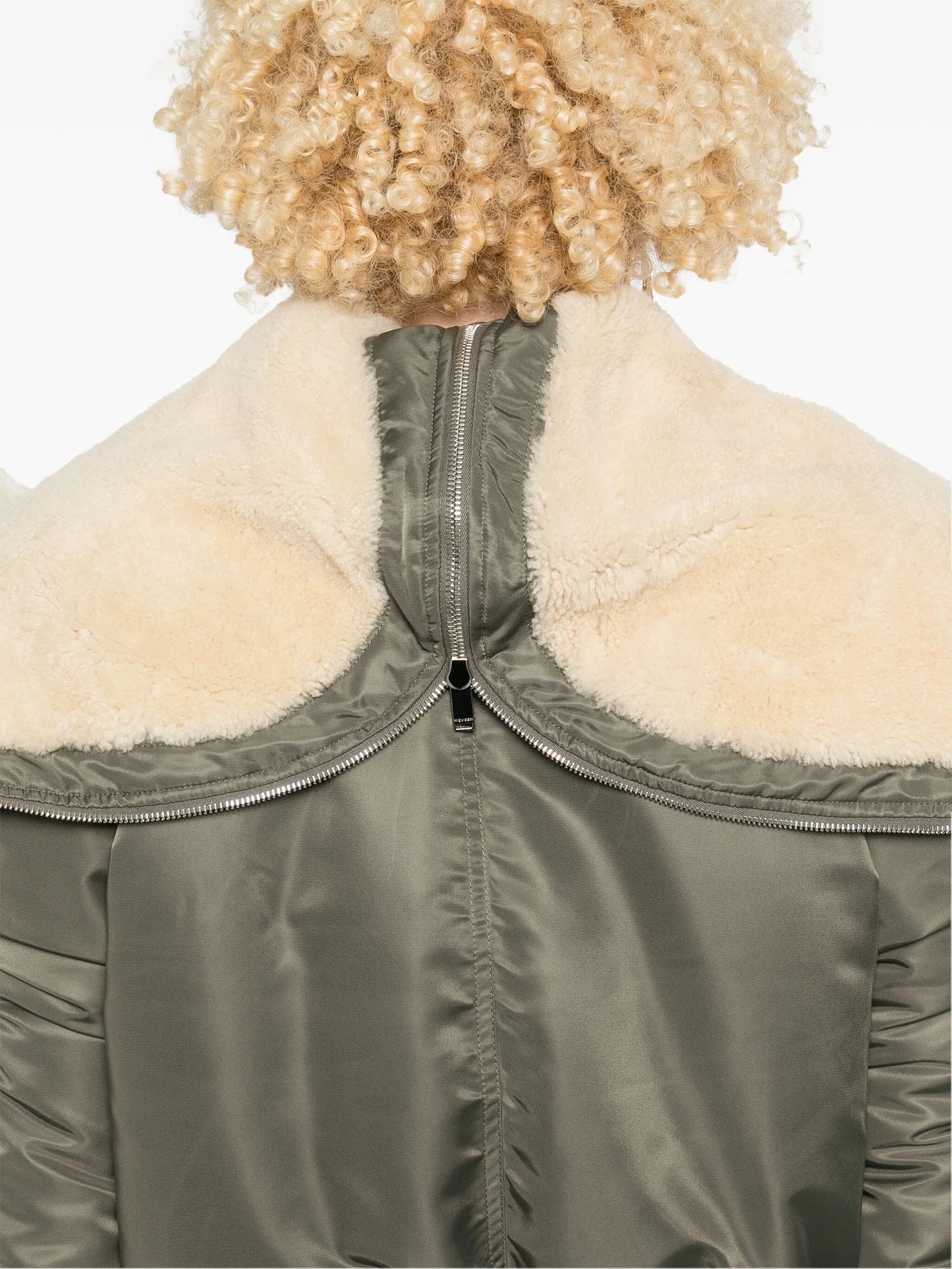shearling-trim bomber jacket