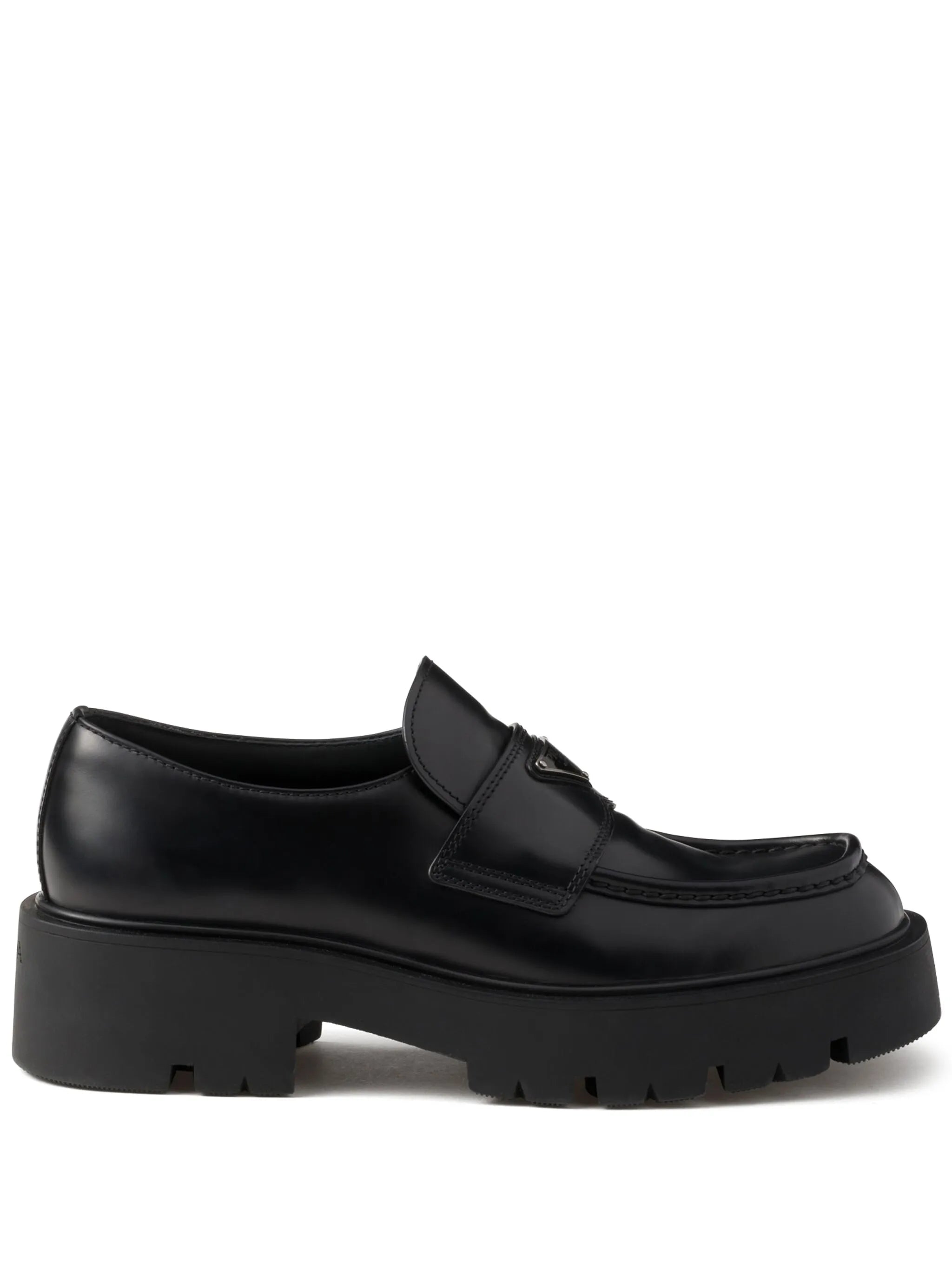 brushed leather loafers