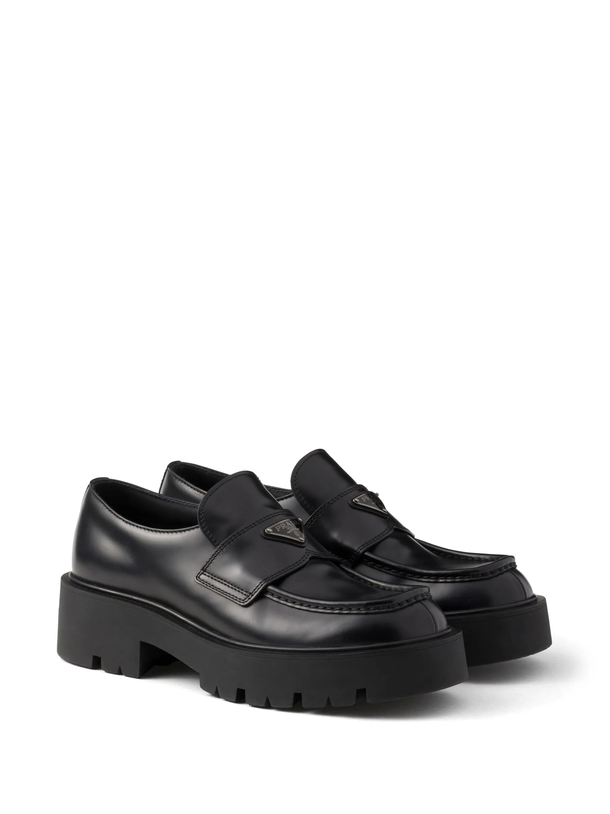brushed leather loafers