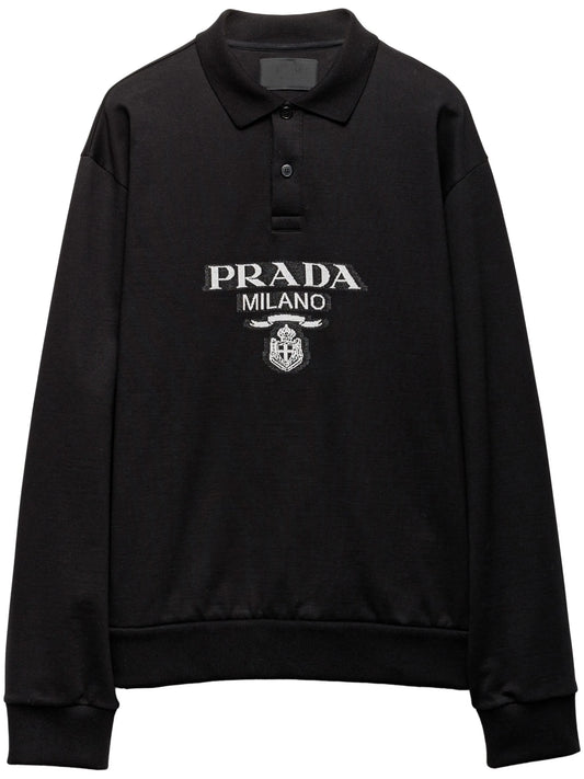 jacquard-knitted logo polo shirt