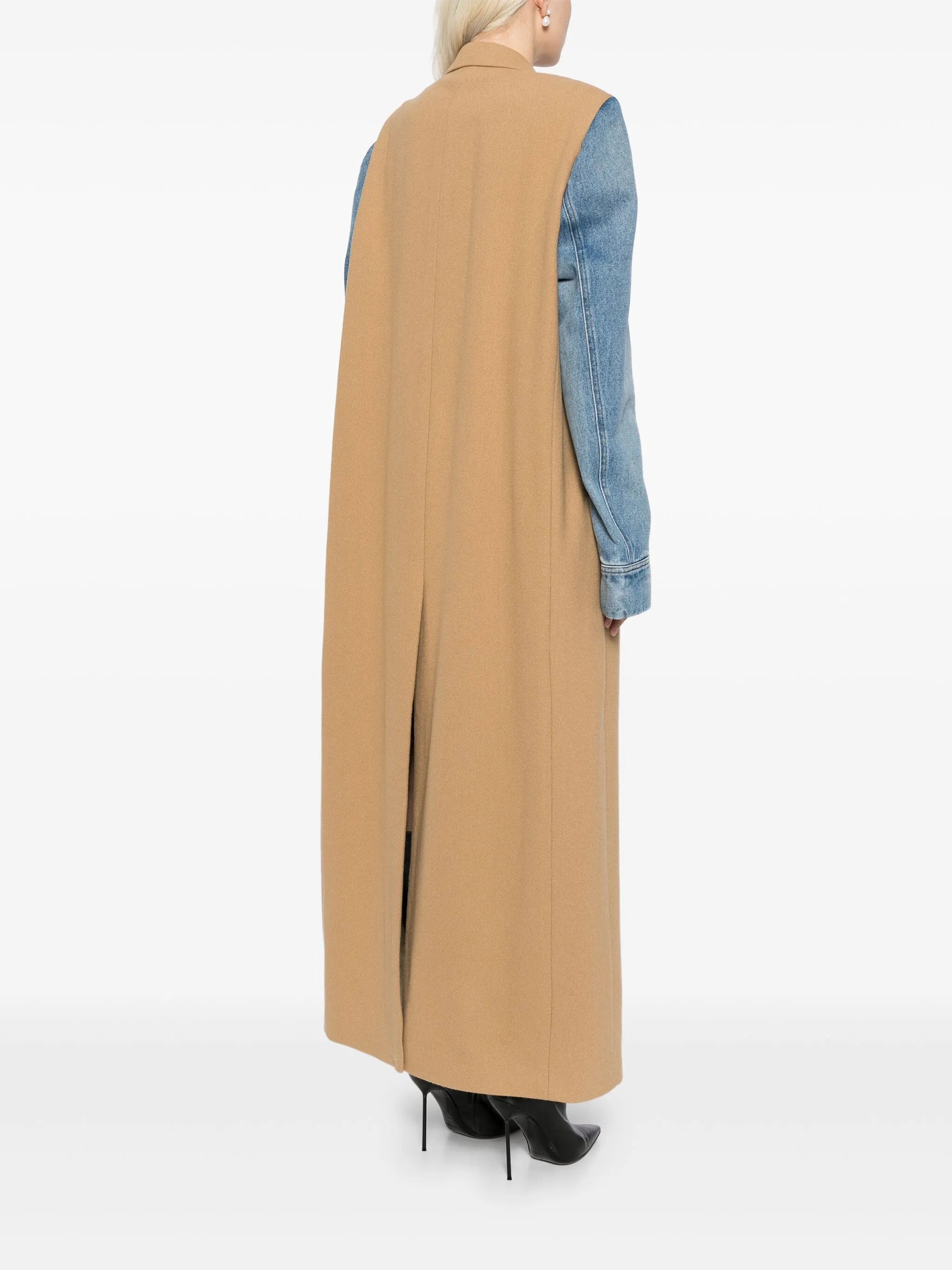 contrasting sleeves double-breasted coat