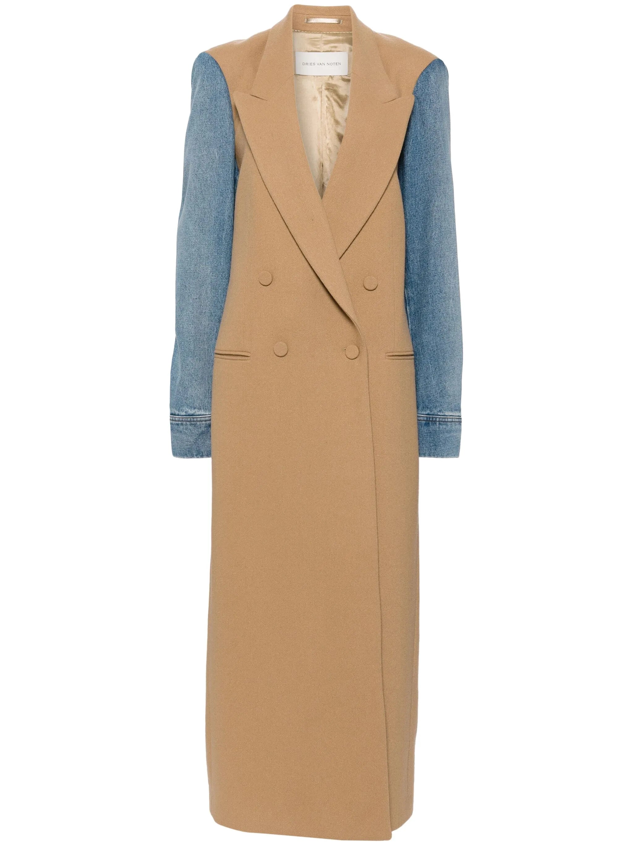 contrasting sleeves double-breasted coat