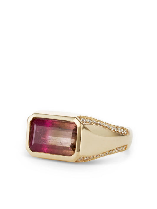 14k yellow gold tourmaline and diamond ring