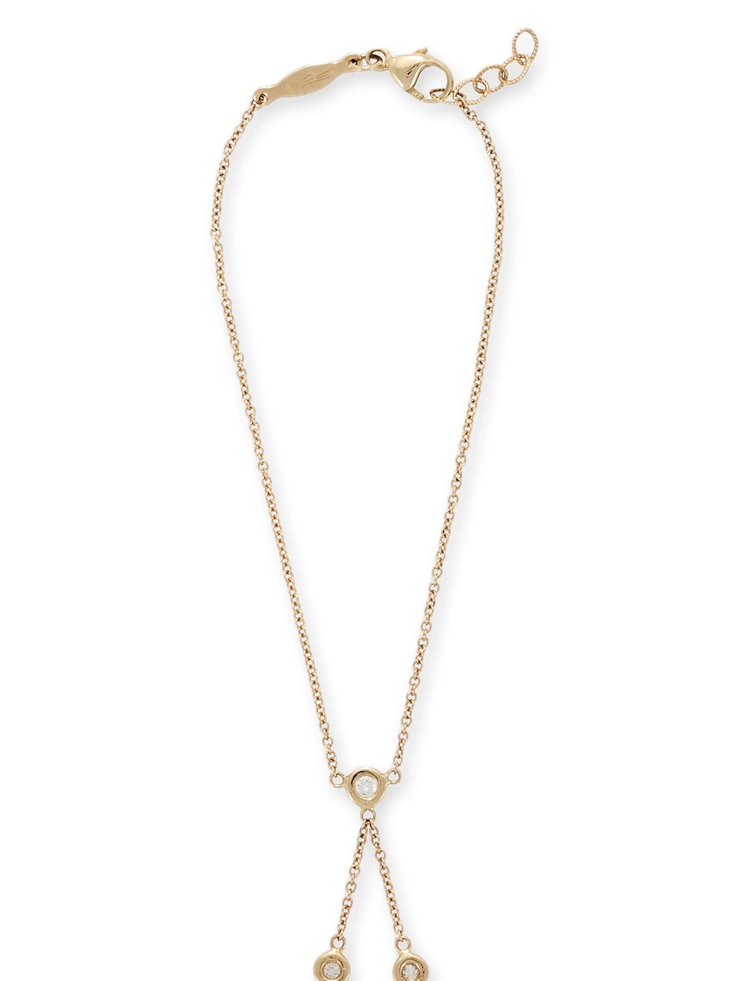 14kt yellow gold Double Stem diamond finger bracelet
