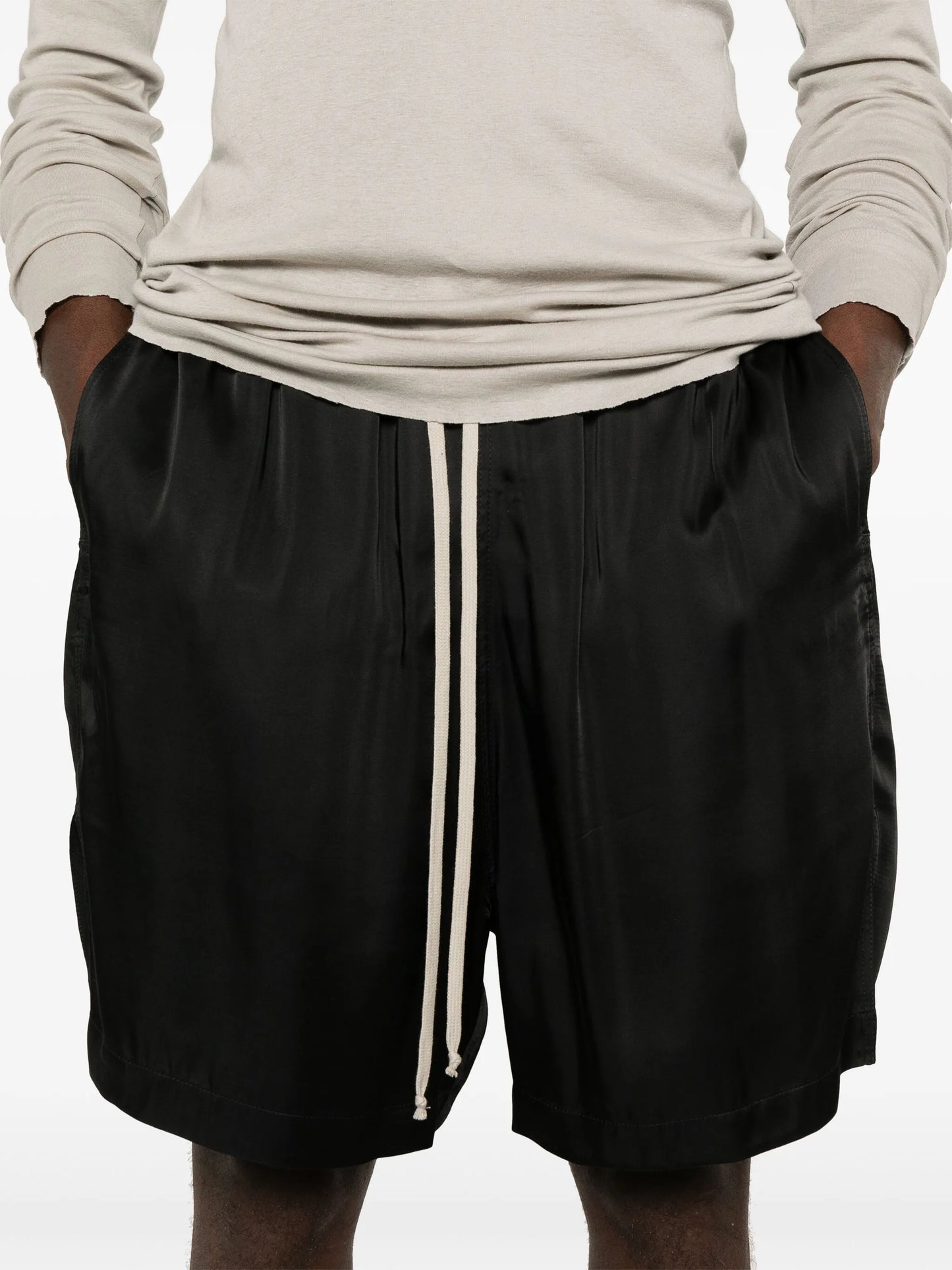 drawstring satin shorts