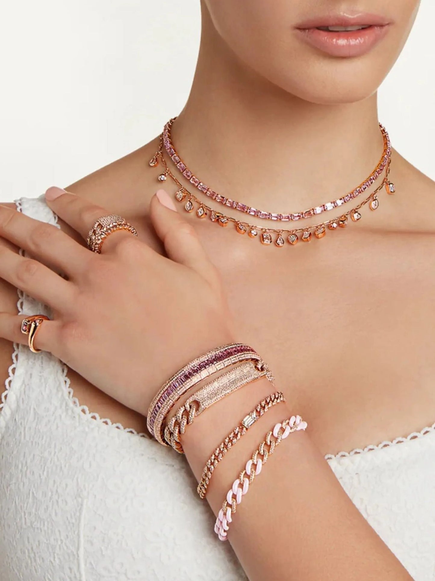 18K rose gold scales diamond and sapphire bracelet