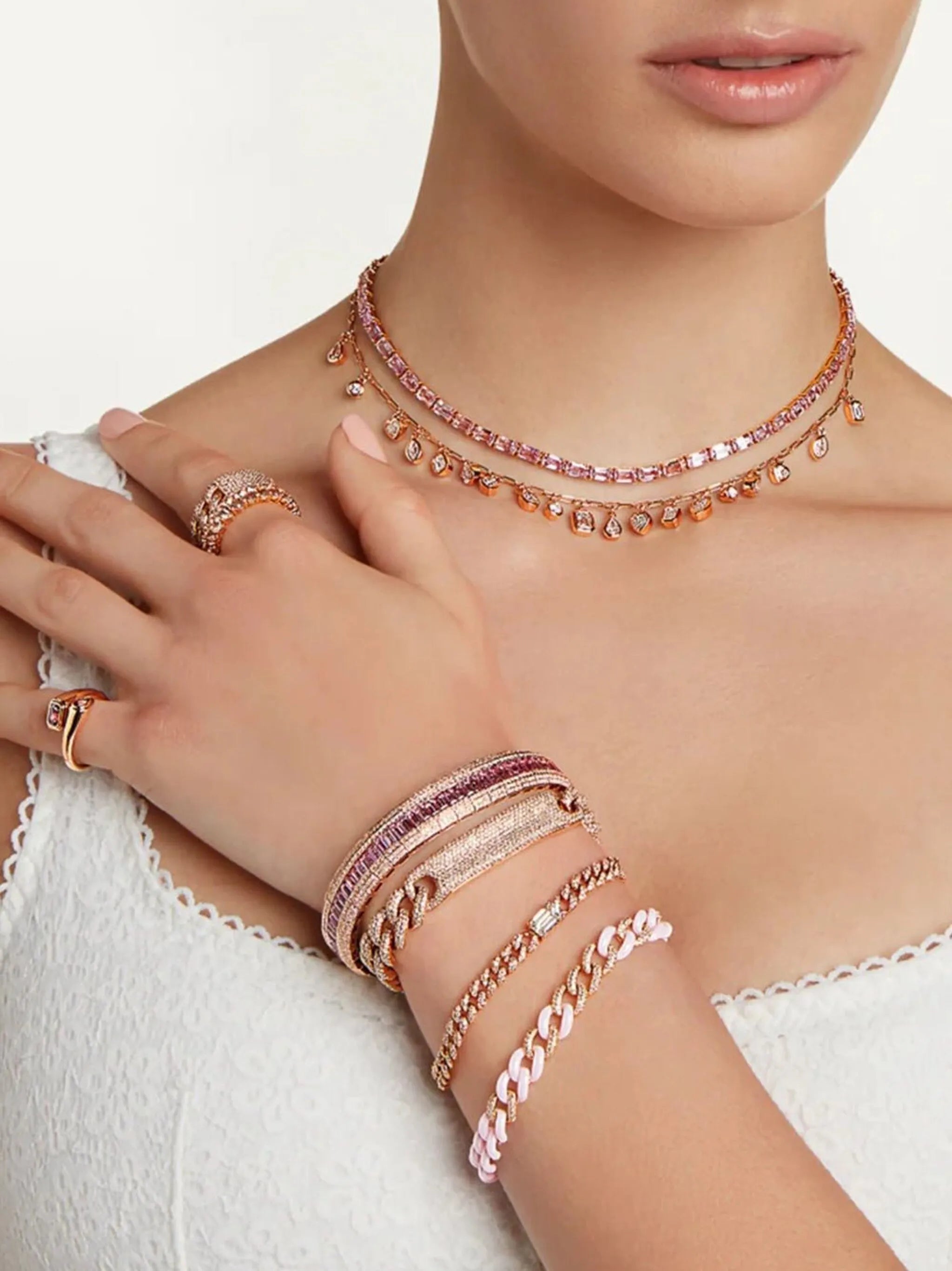 18kt rose gold Scales diamond and sapphire bracelet
