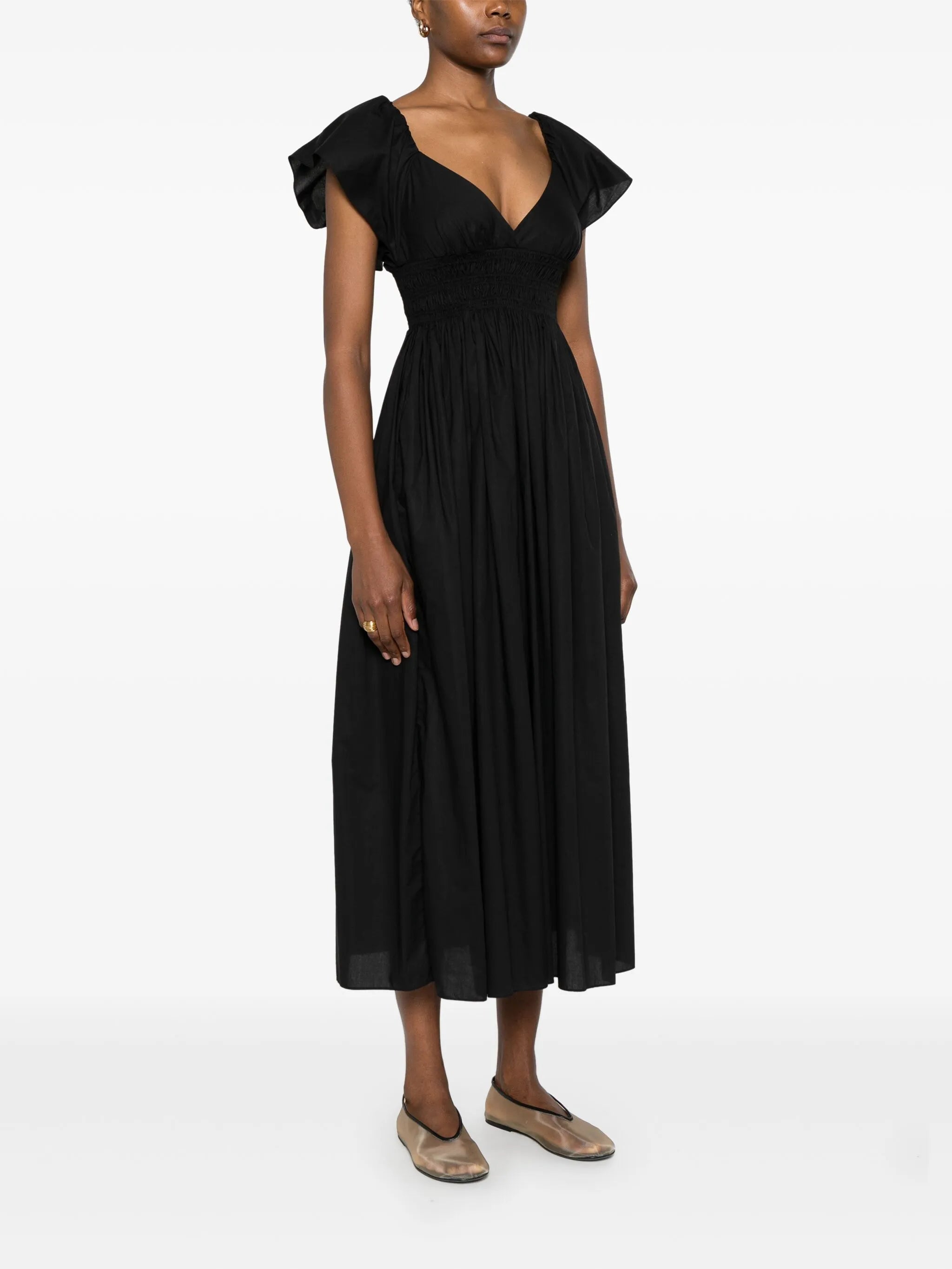 flutter-sleeves midi dress