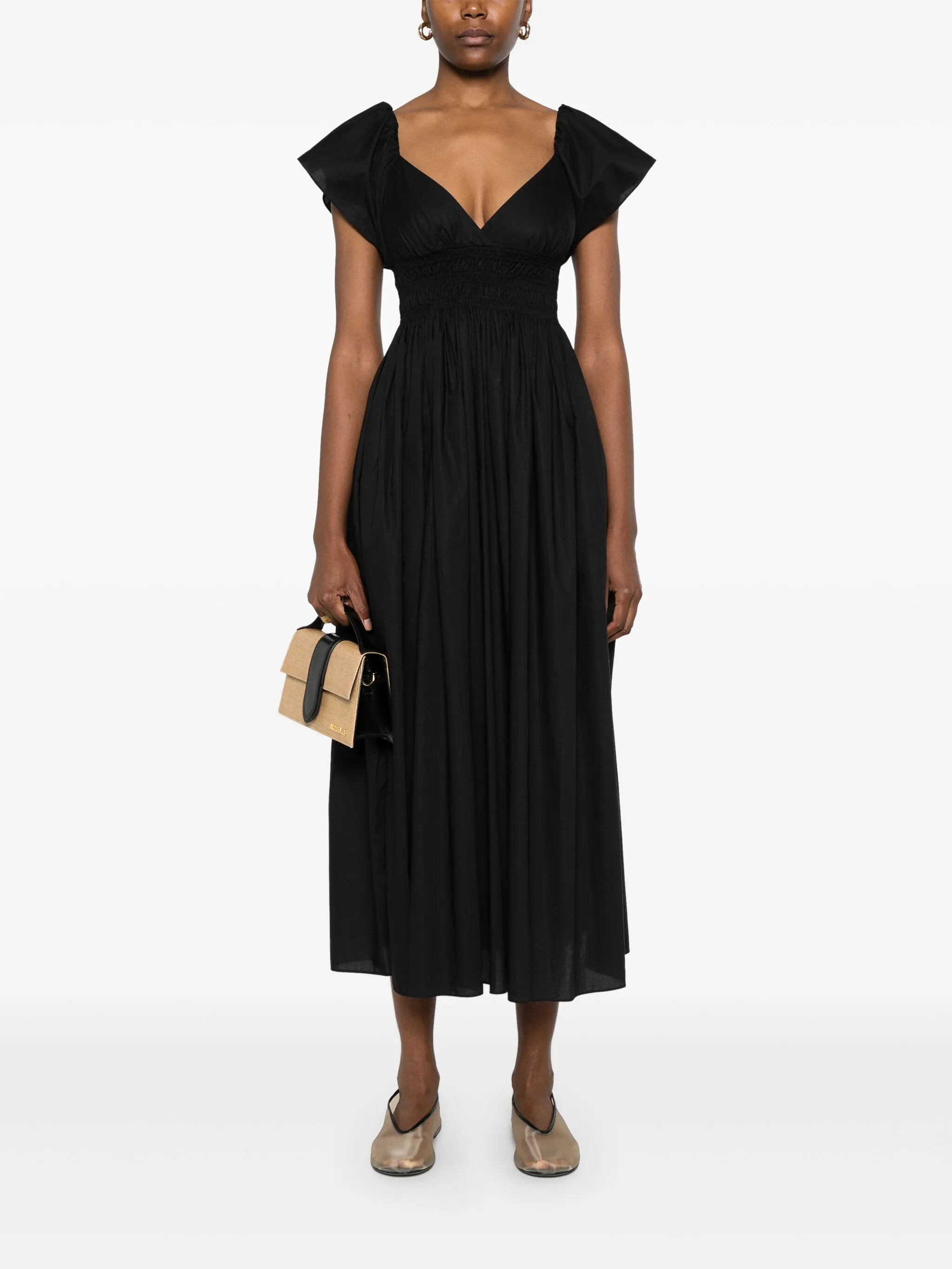 flutter-sleeves midi dress