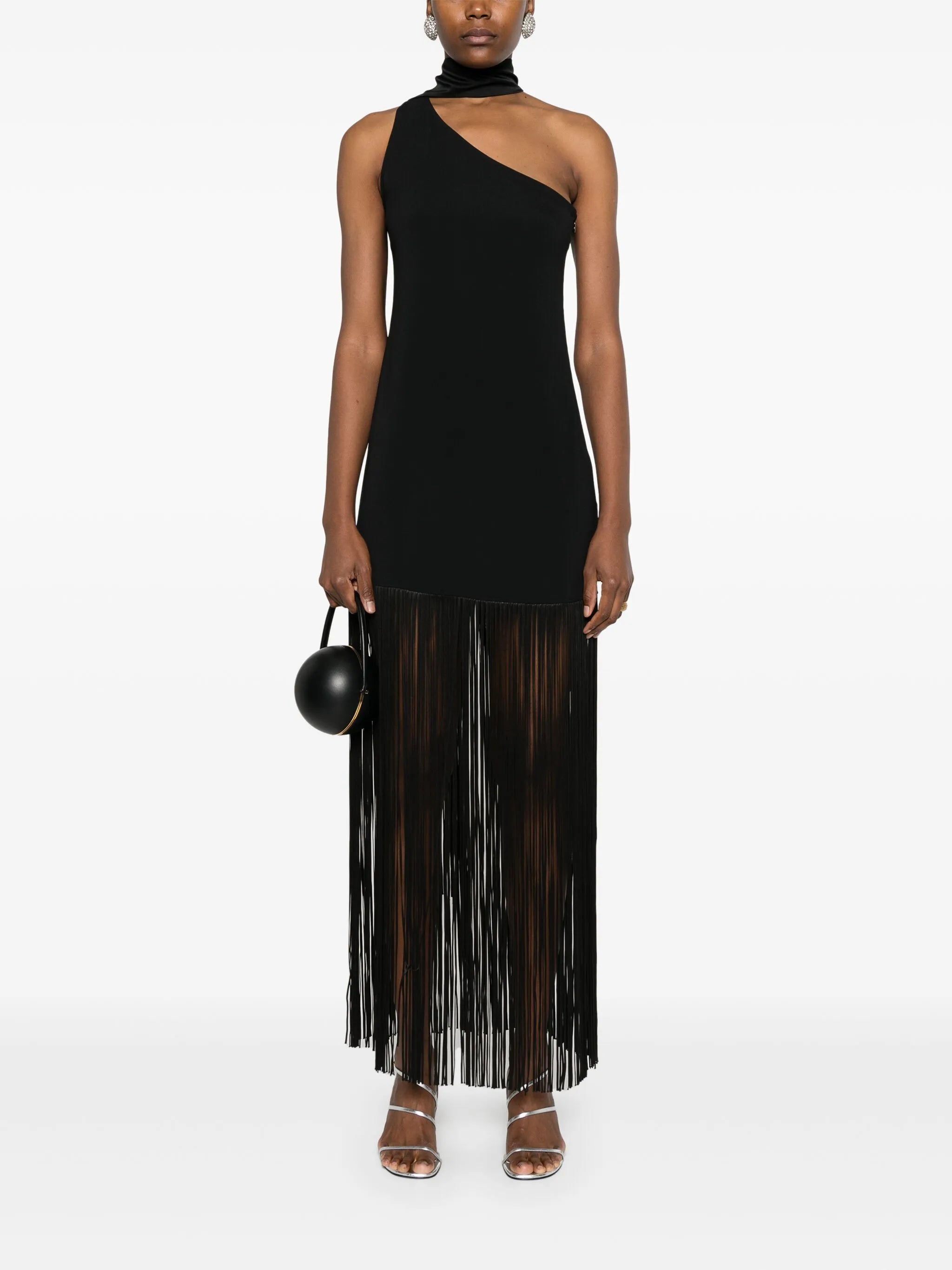 asymmetric fringed dress