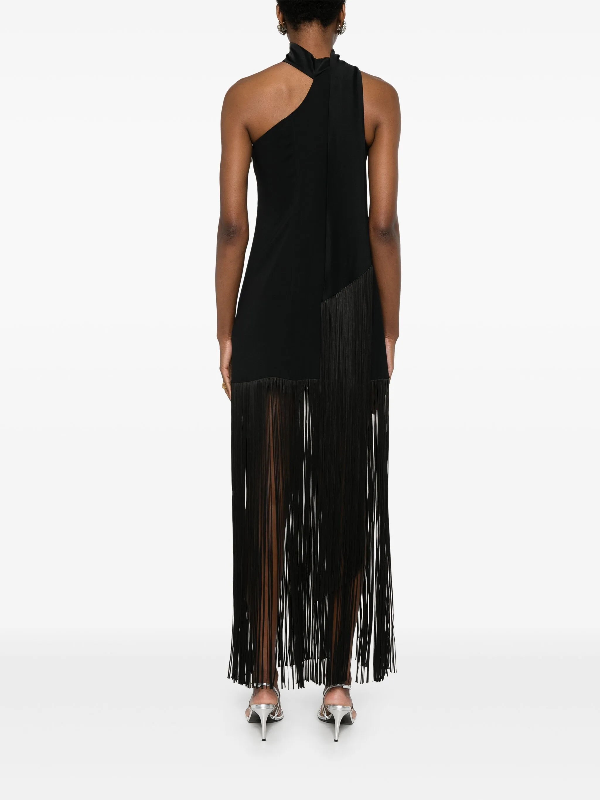 asymmetric fringed dress