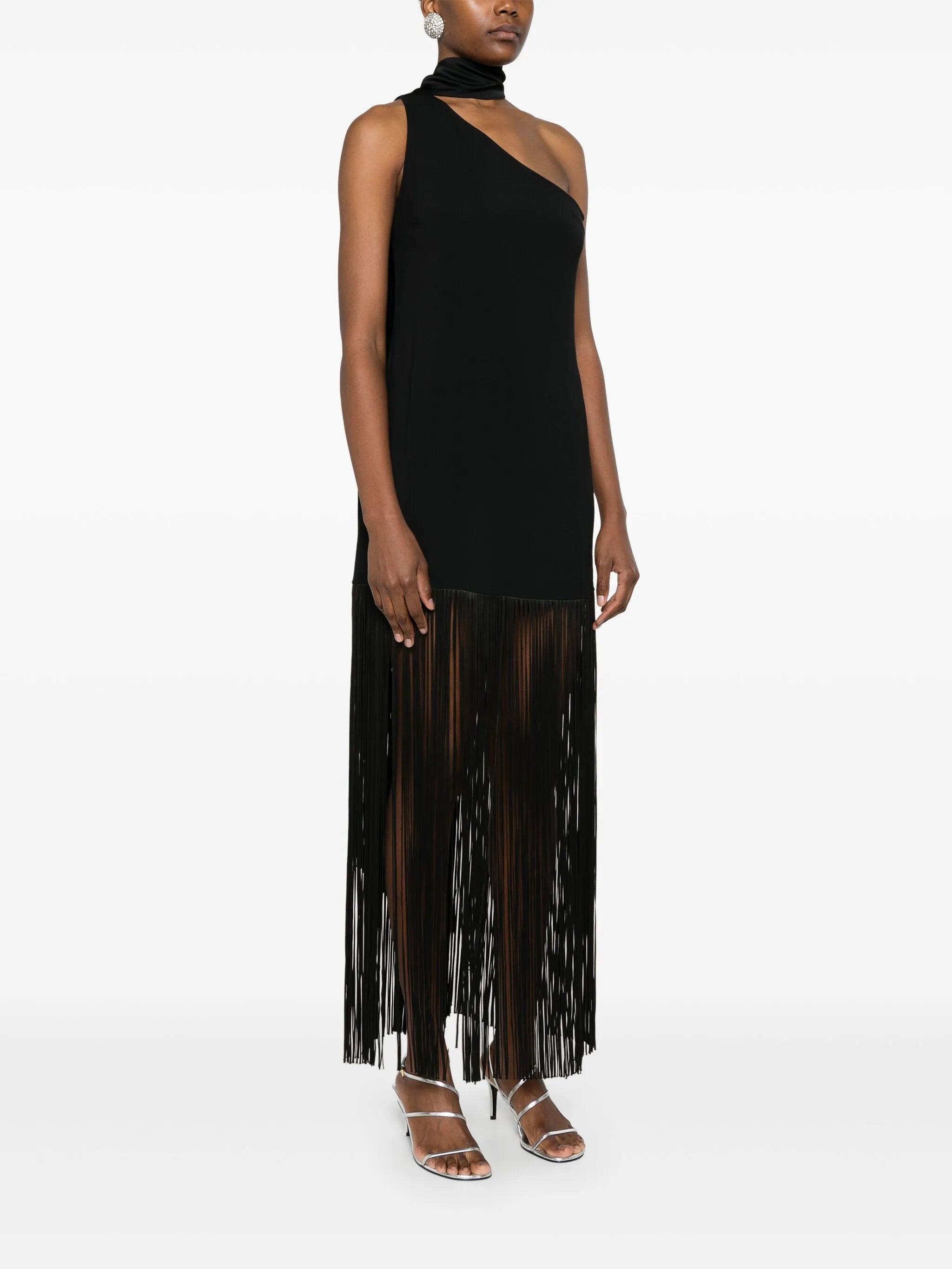 asymmetric fringed dress