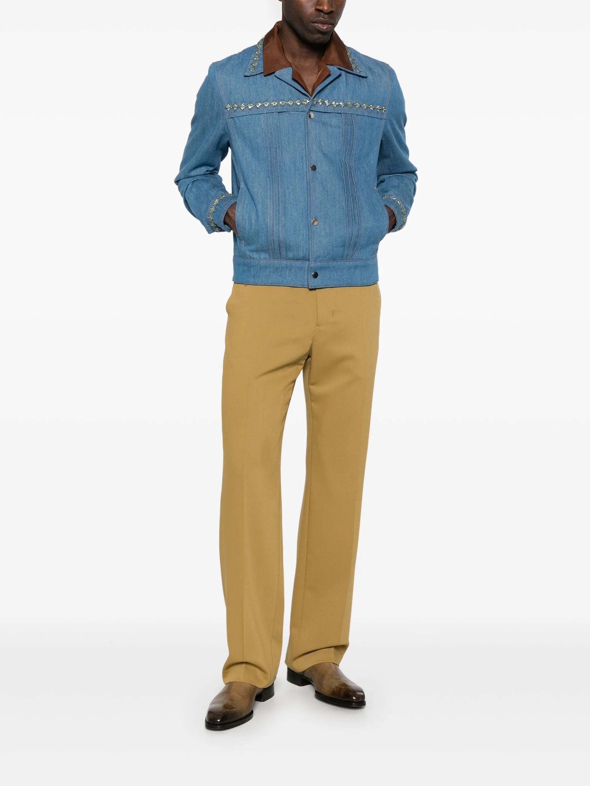 crystal-embellished pleated jacket