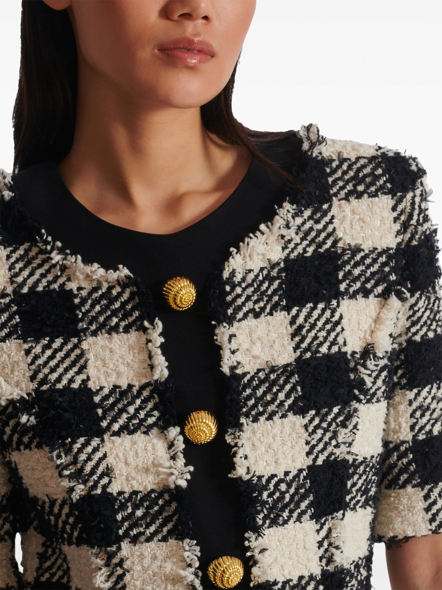 gingham tweed dress