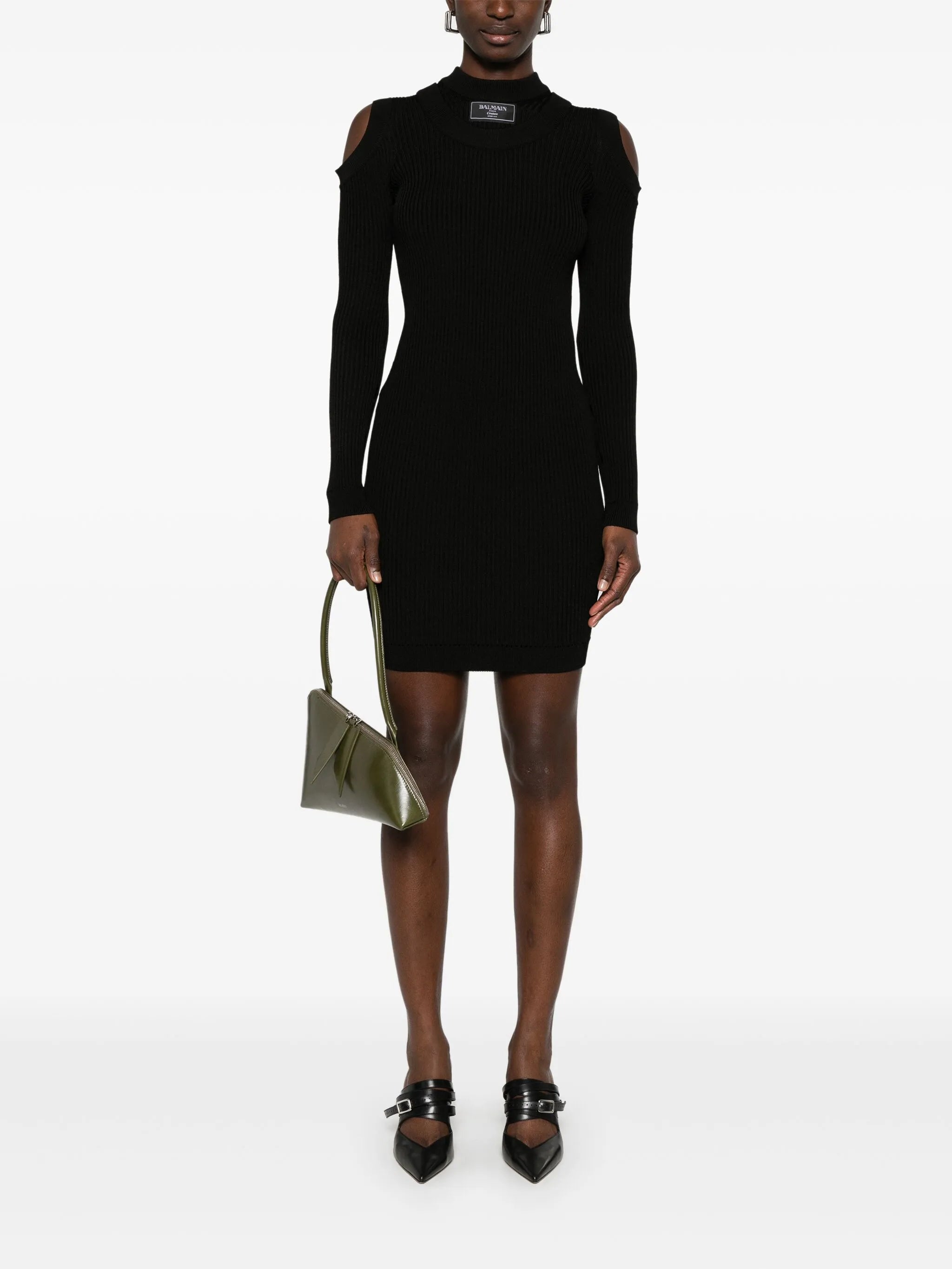 logo-patch mini dress