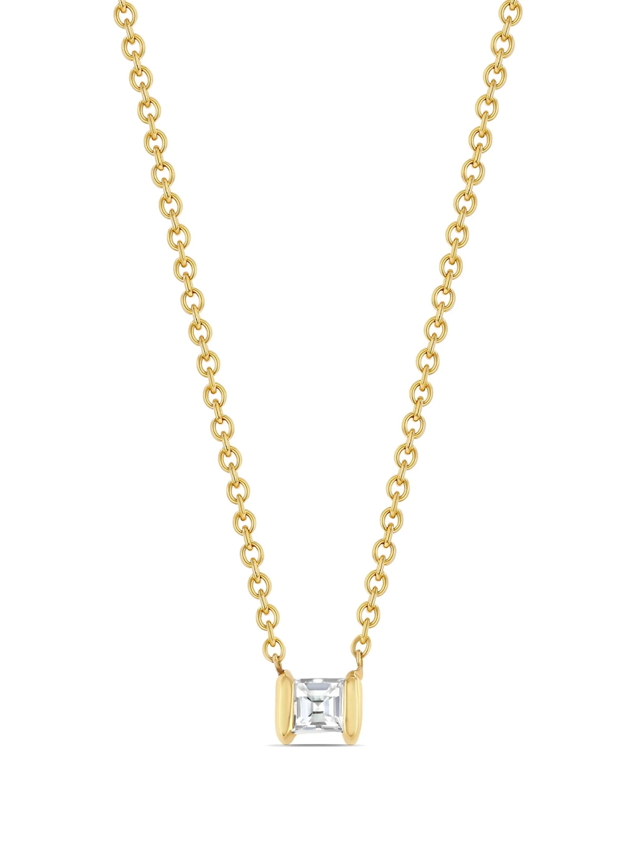 18kt yellow gold Mini Anchor diamond necklace