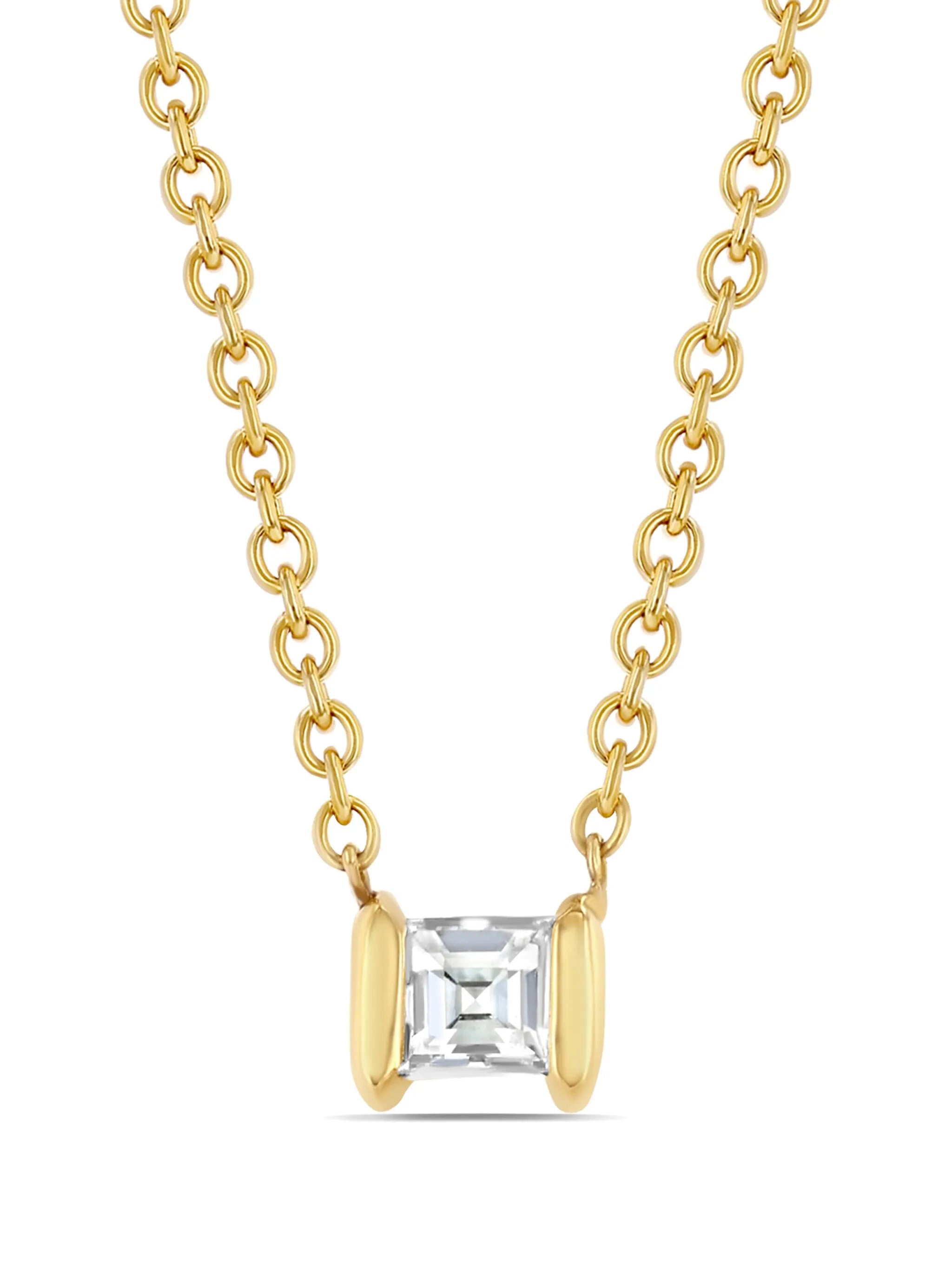 18kt yellow gold Mini Anchor diamond necklace