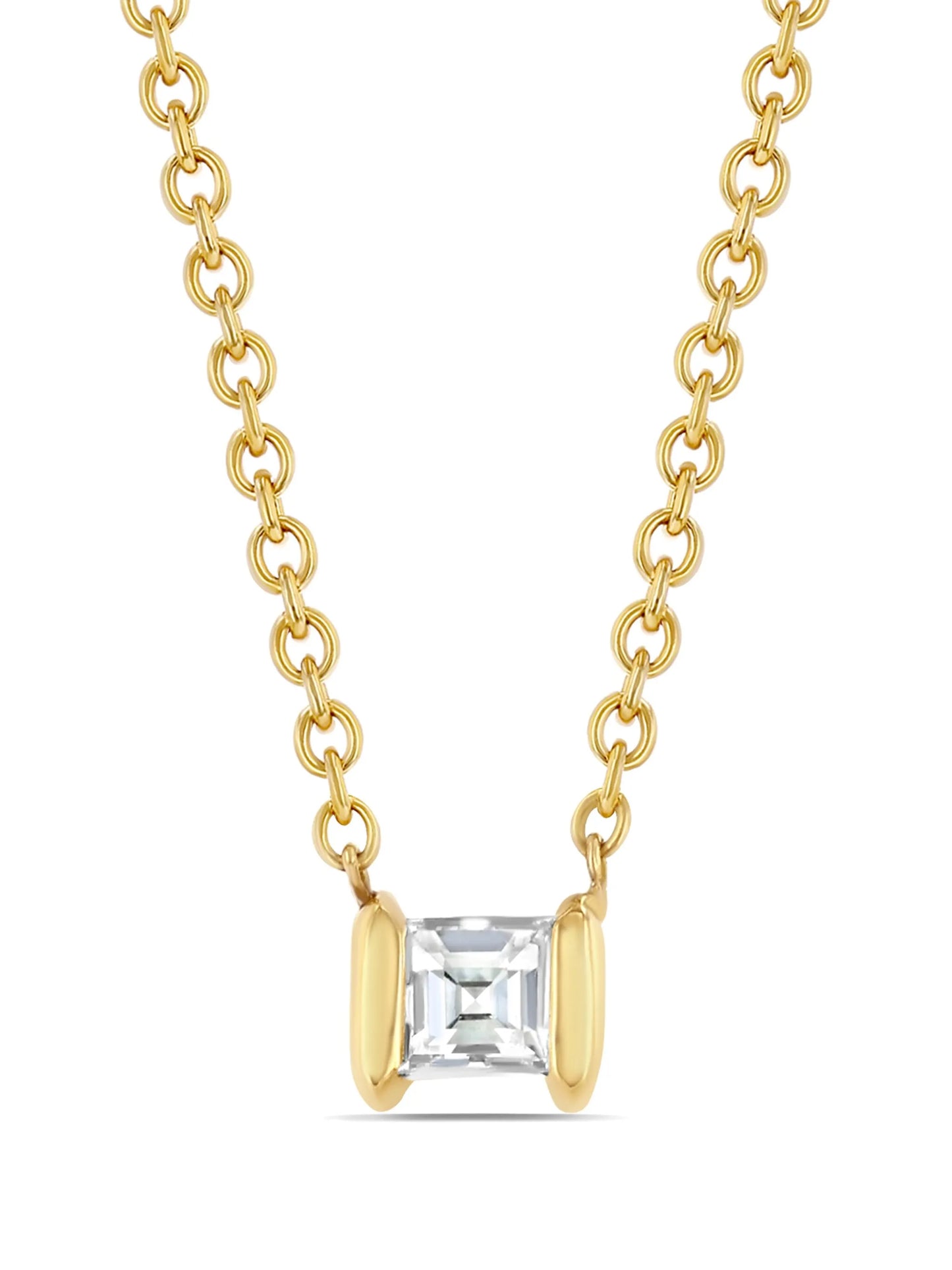 18kt yellow gold Mini Anchor diamond necklace