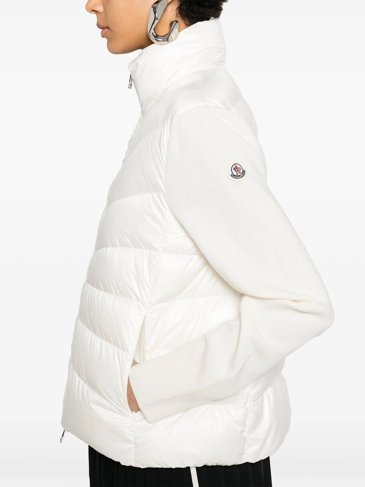 padded wool zip-up cardigan