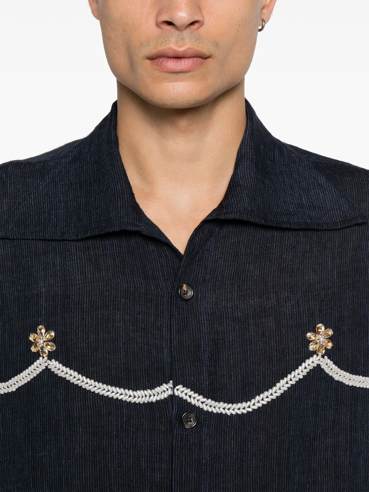 pearl-detail shirt