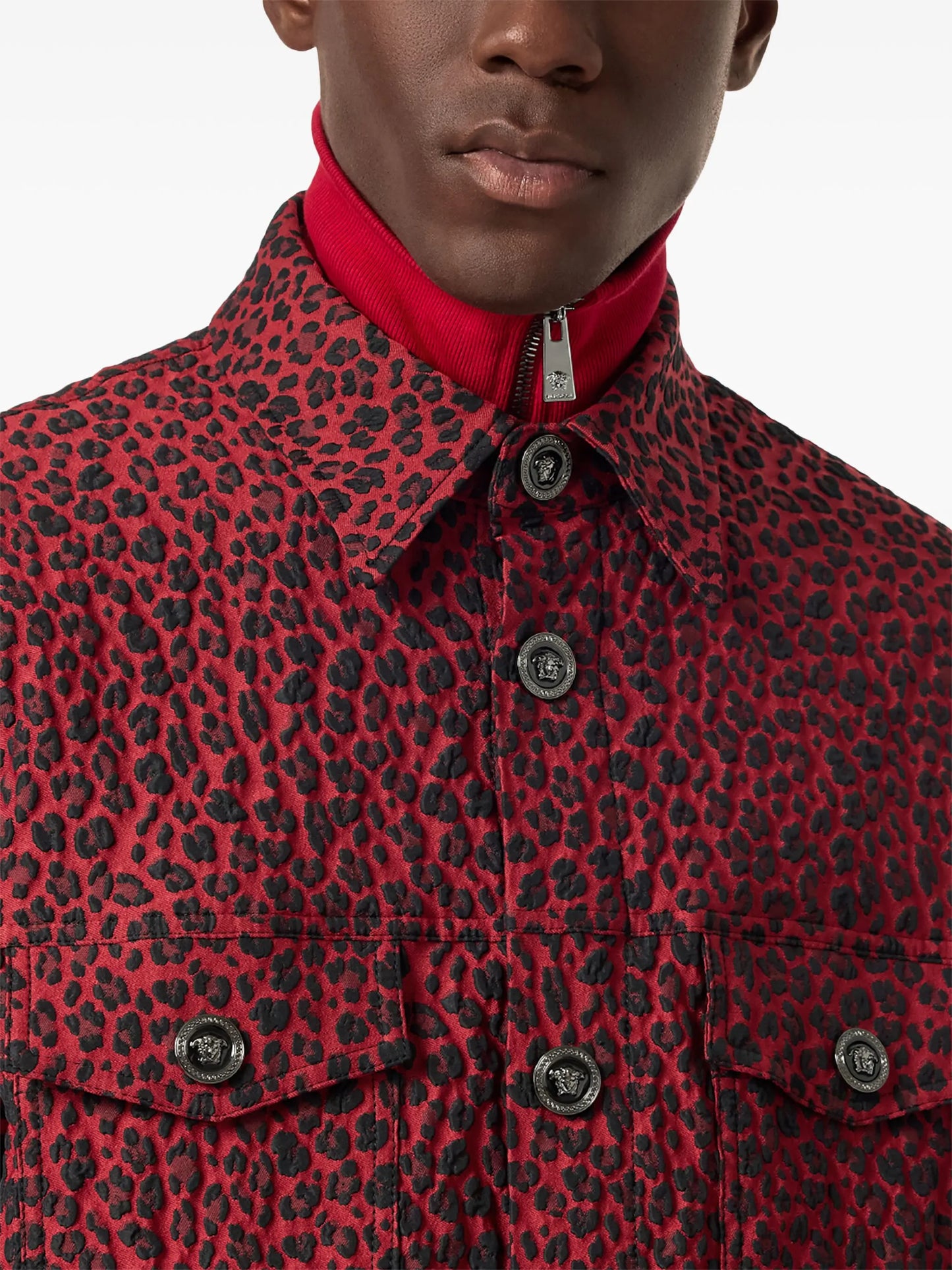 leopard-jacquard jacket