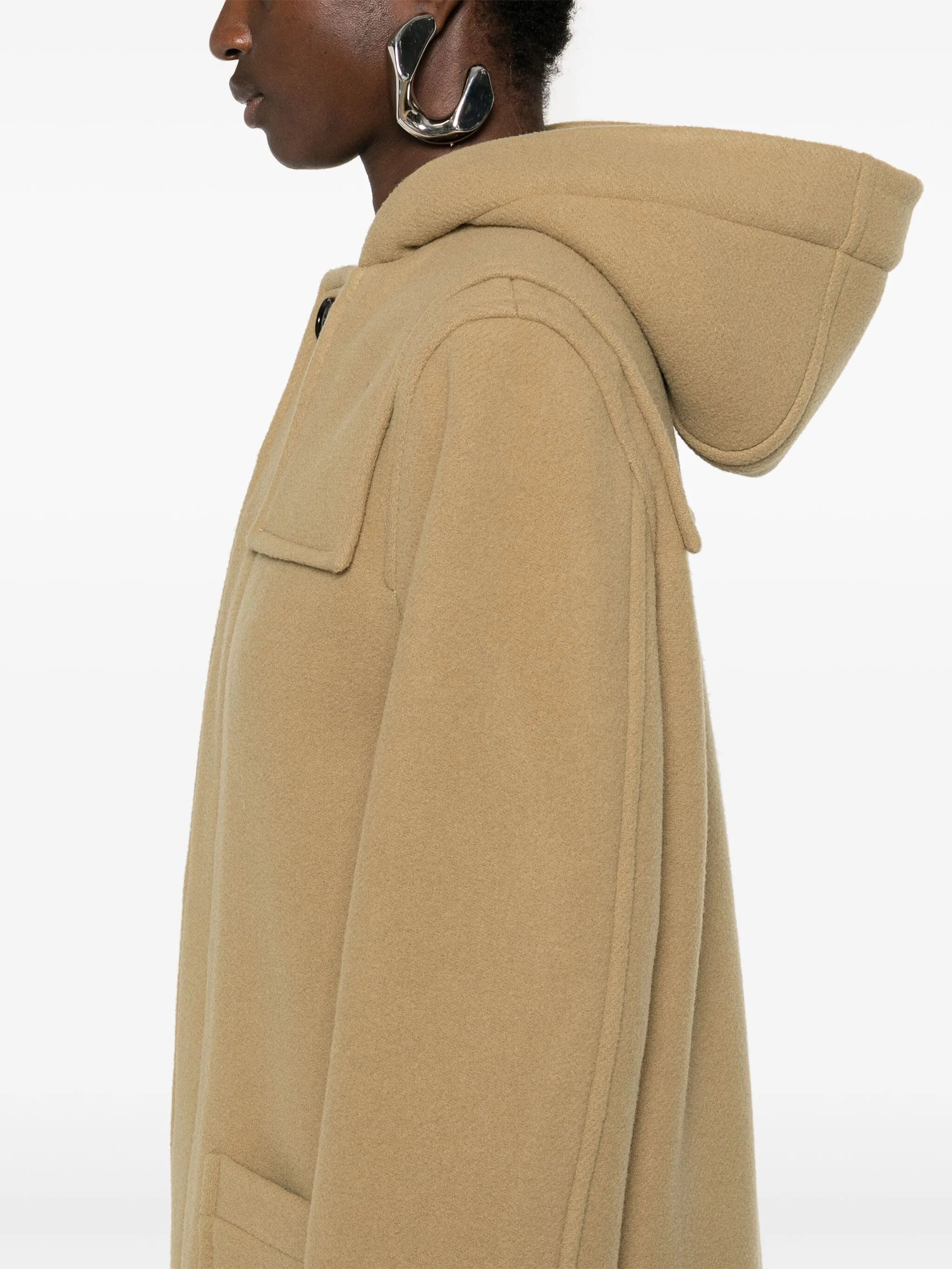 faux-fur trim wool coat