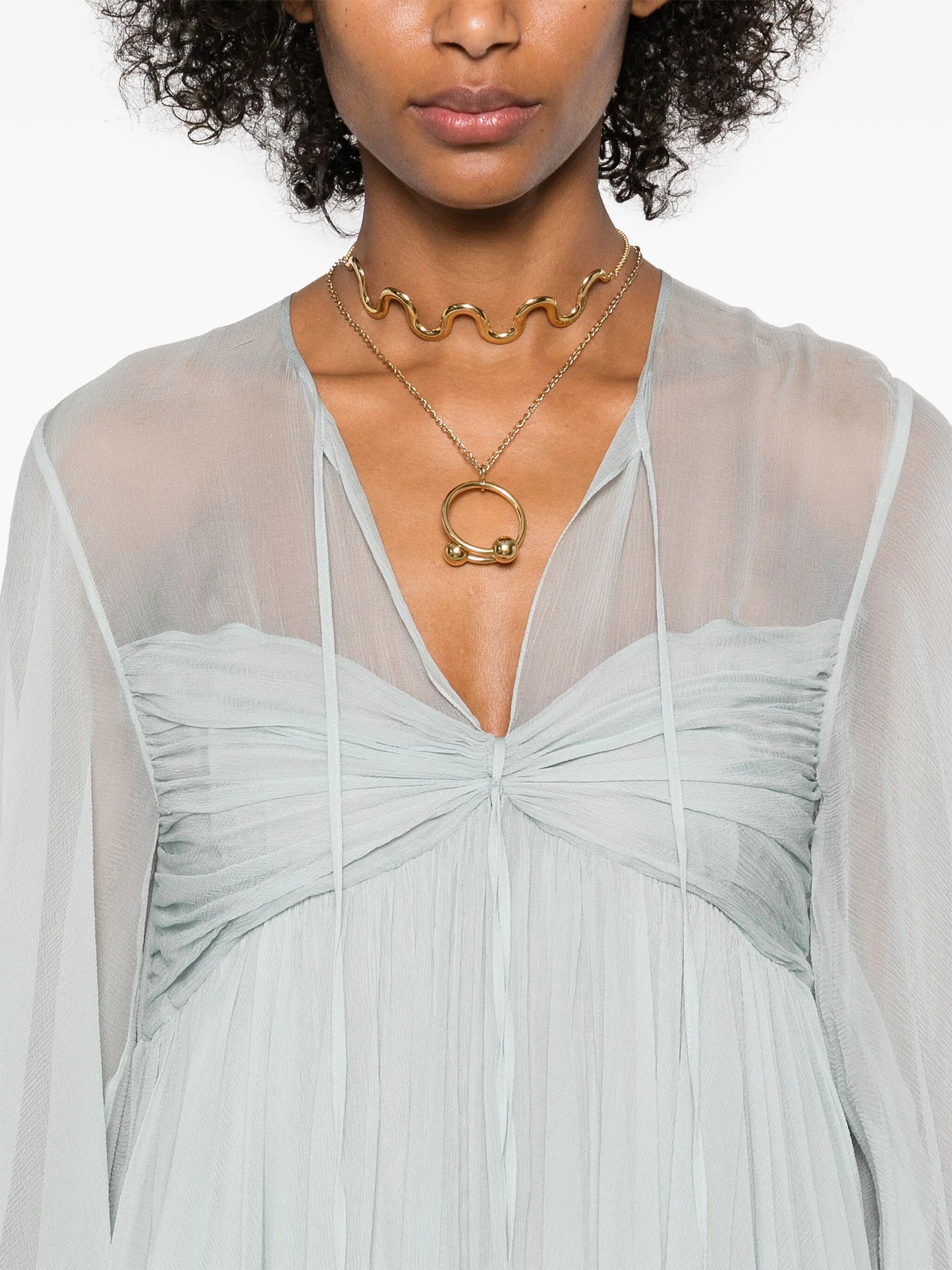 pleated silk mini dress