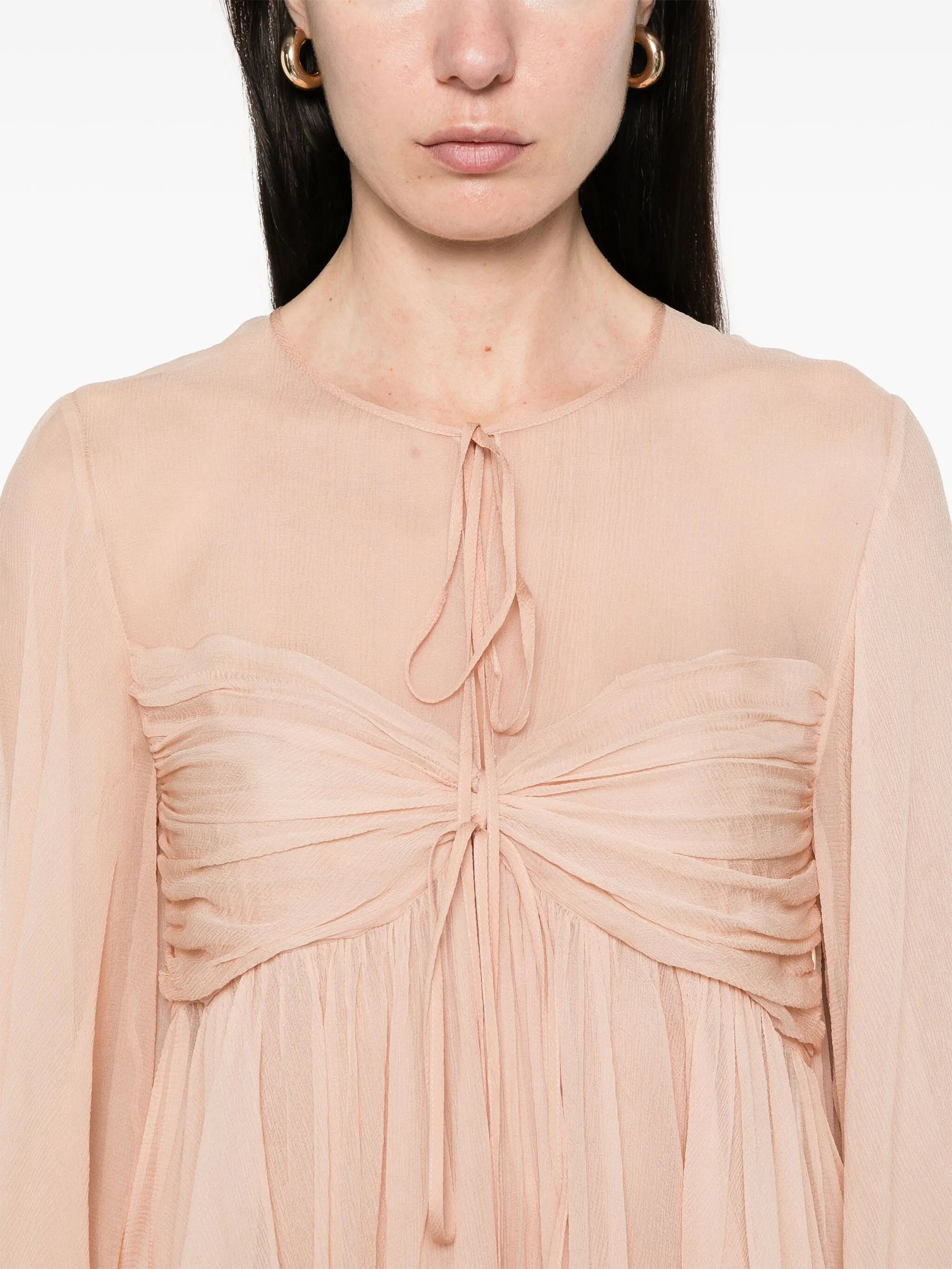 pleated silk top