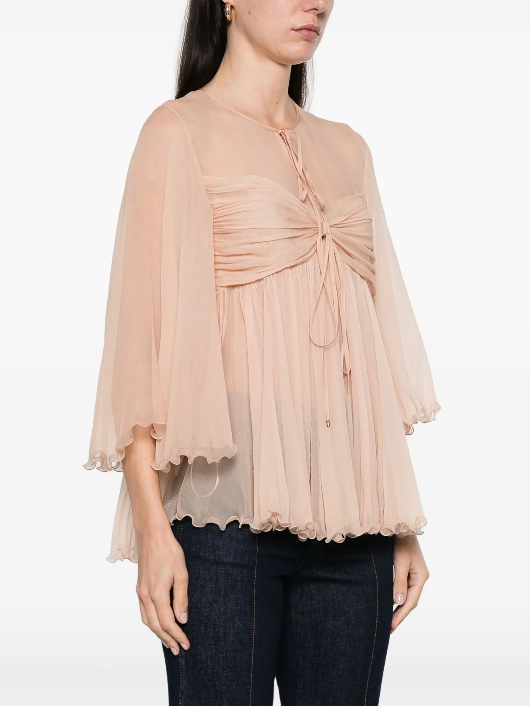 pleated silk top