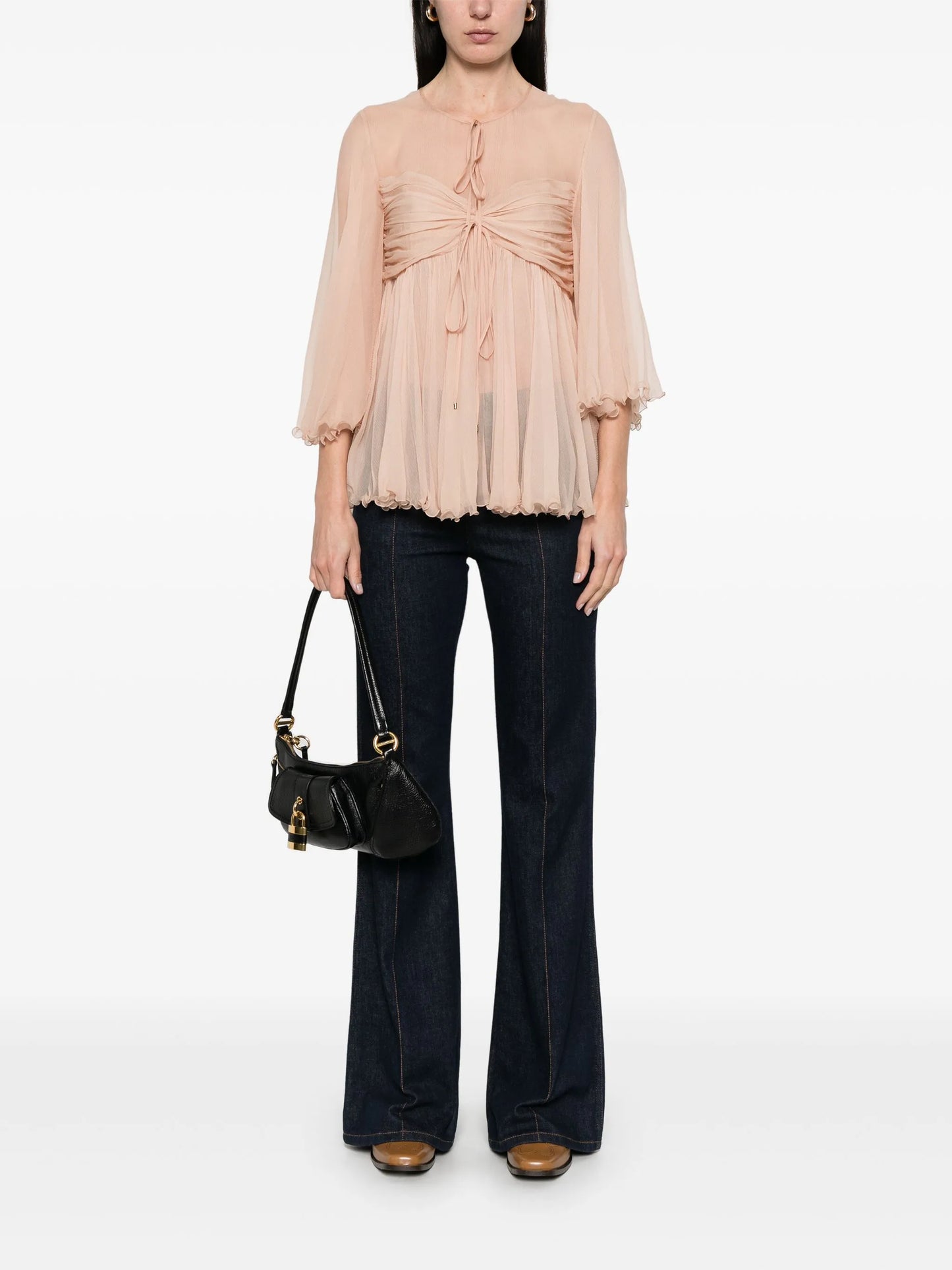 pleated silk top