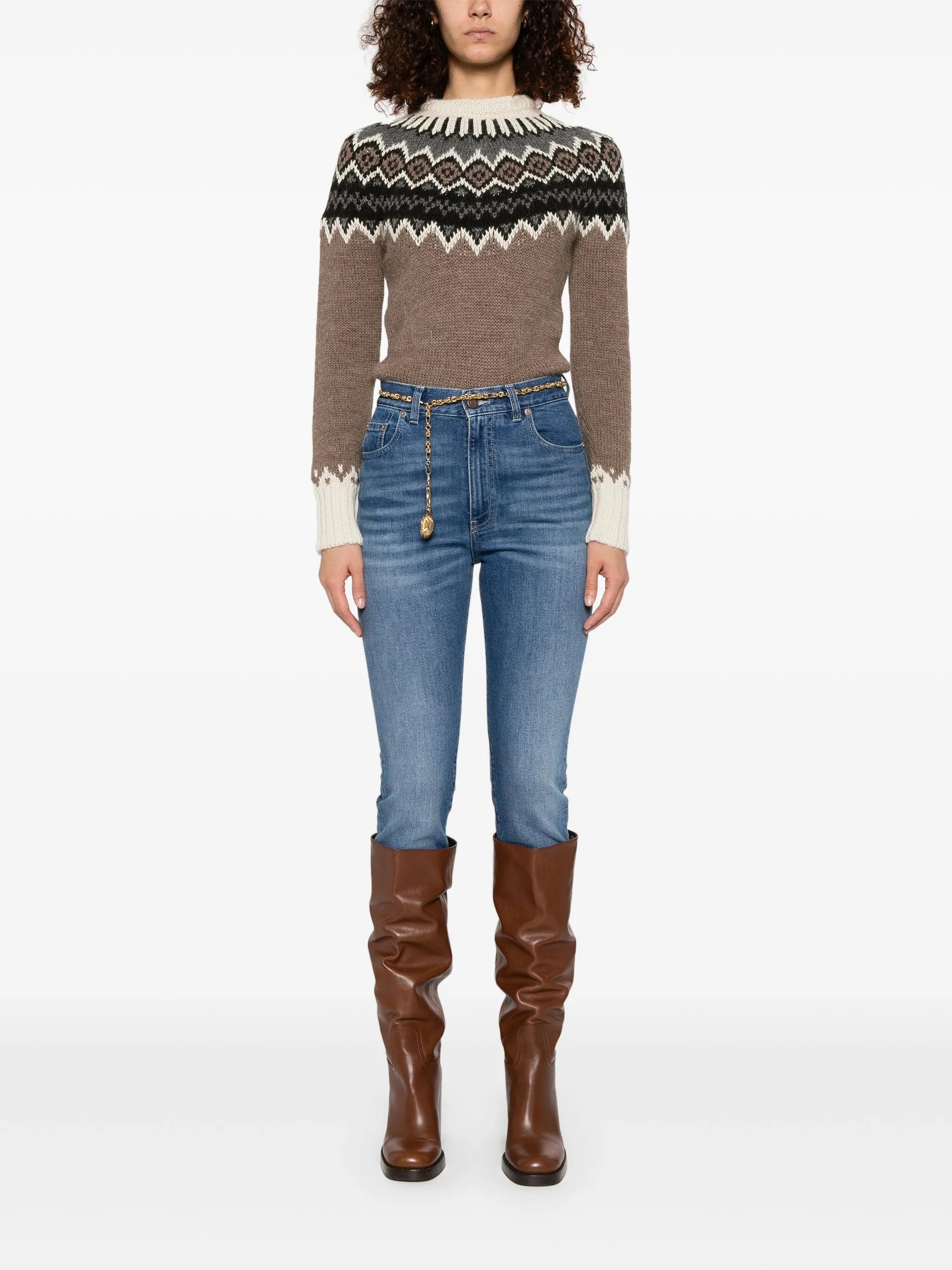 mock-neck fair-isle sweater