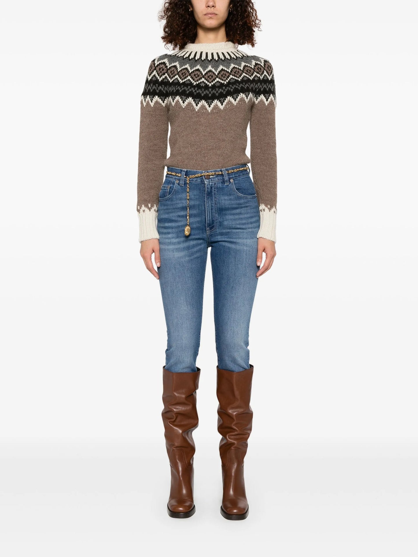 mock-neck fair-isle sweater