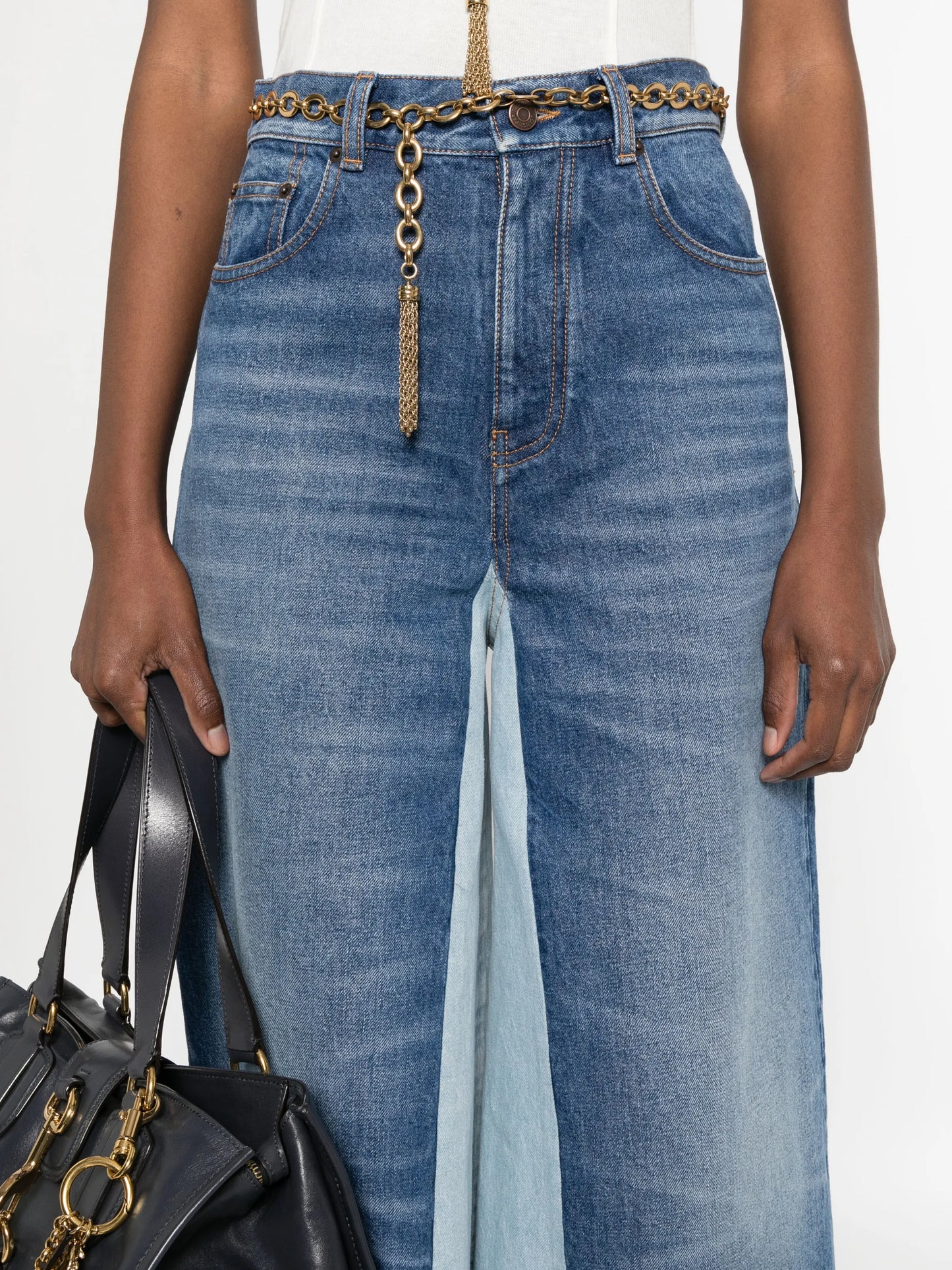 patchwork denim shorts