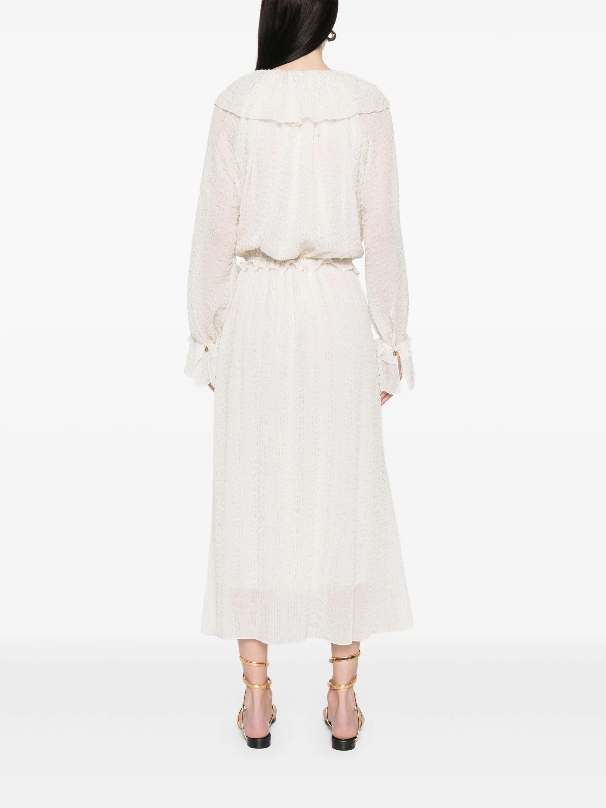 ruffled lurex midi dress