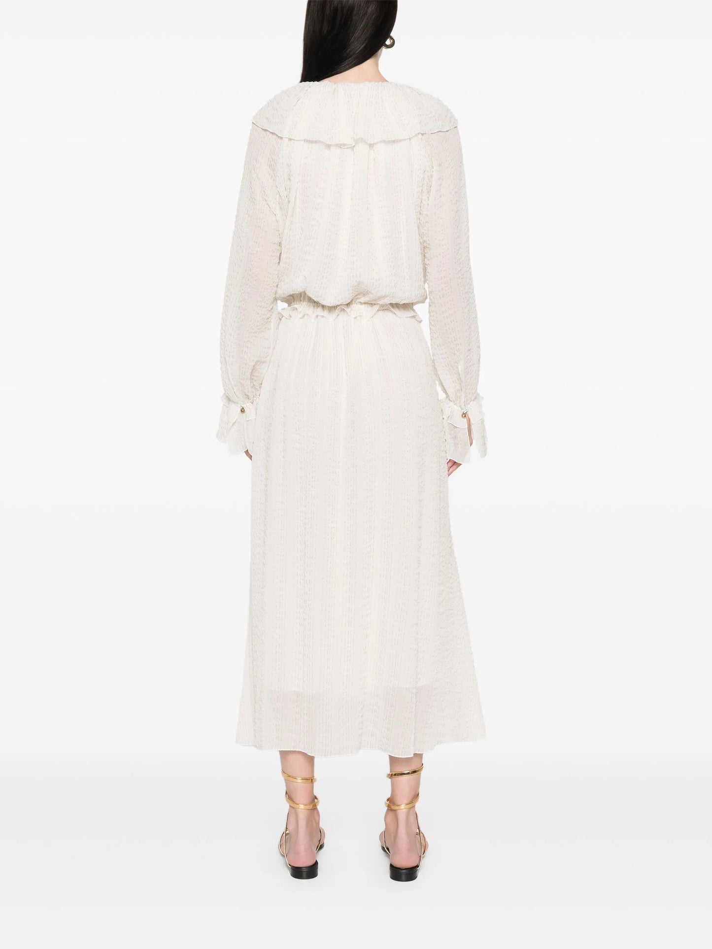 ruffled lurex midi dress