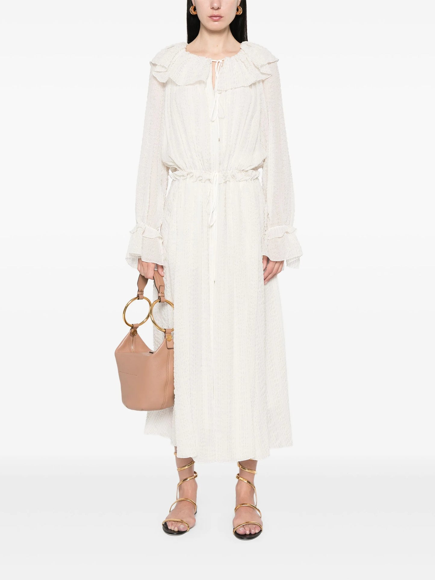ruffled lurex midi dress